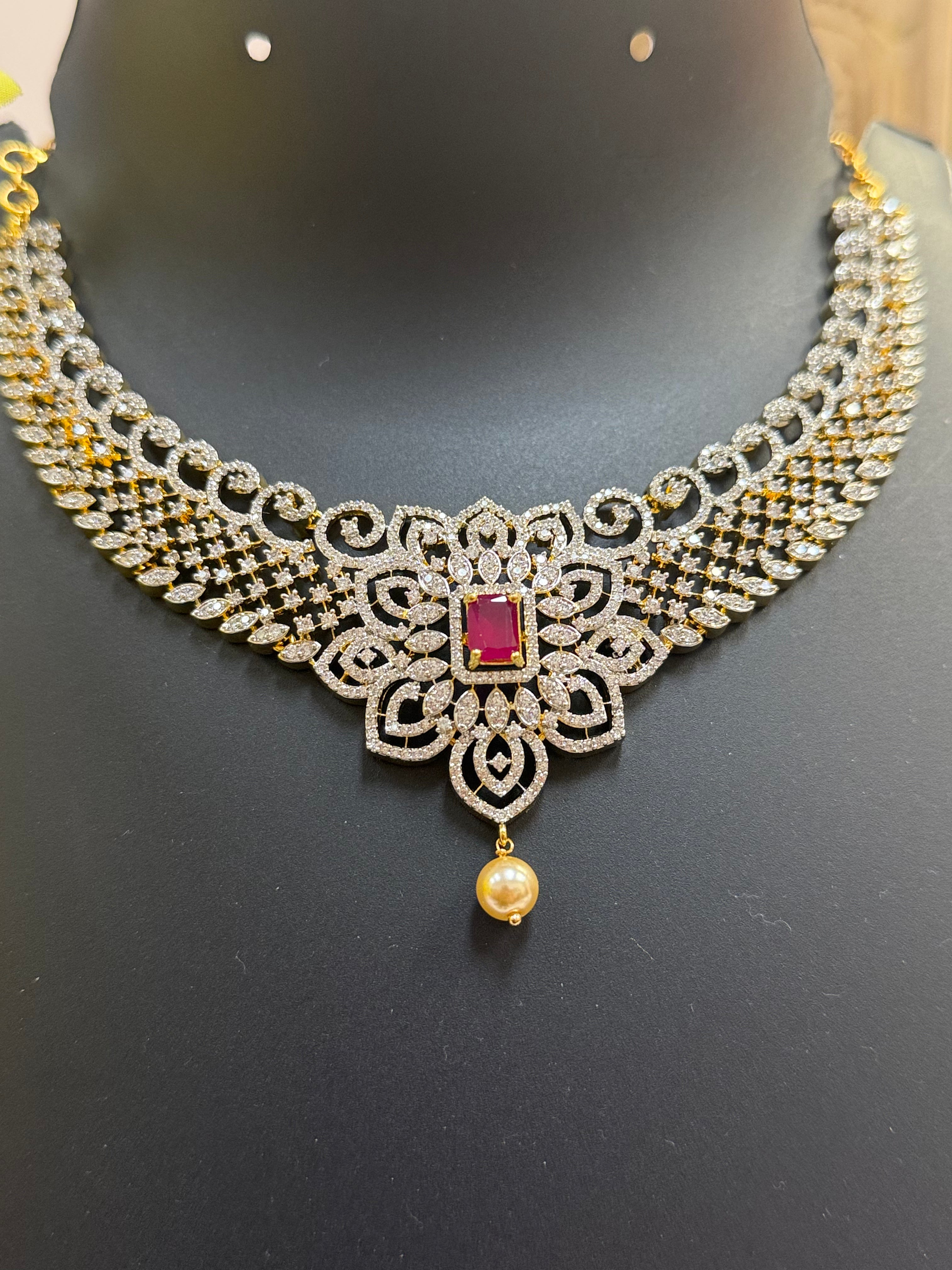 CZ Necklace set with Changeable stones