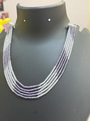 CZ Beads Purple & White 5-Line Necklace Set