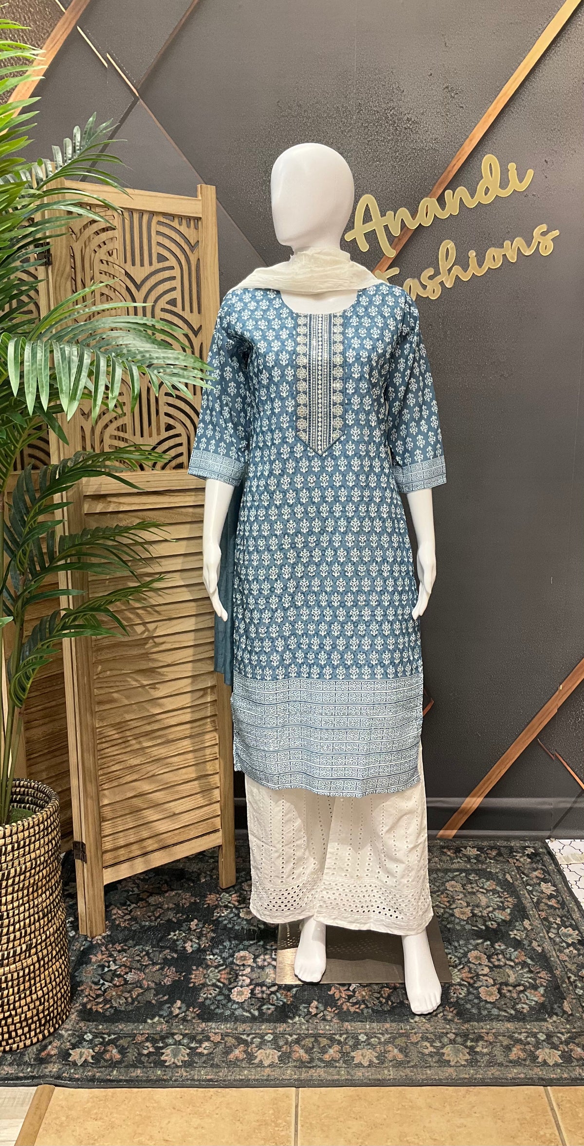 Blue - Cotton Chikankari Kurti sets