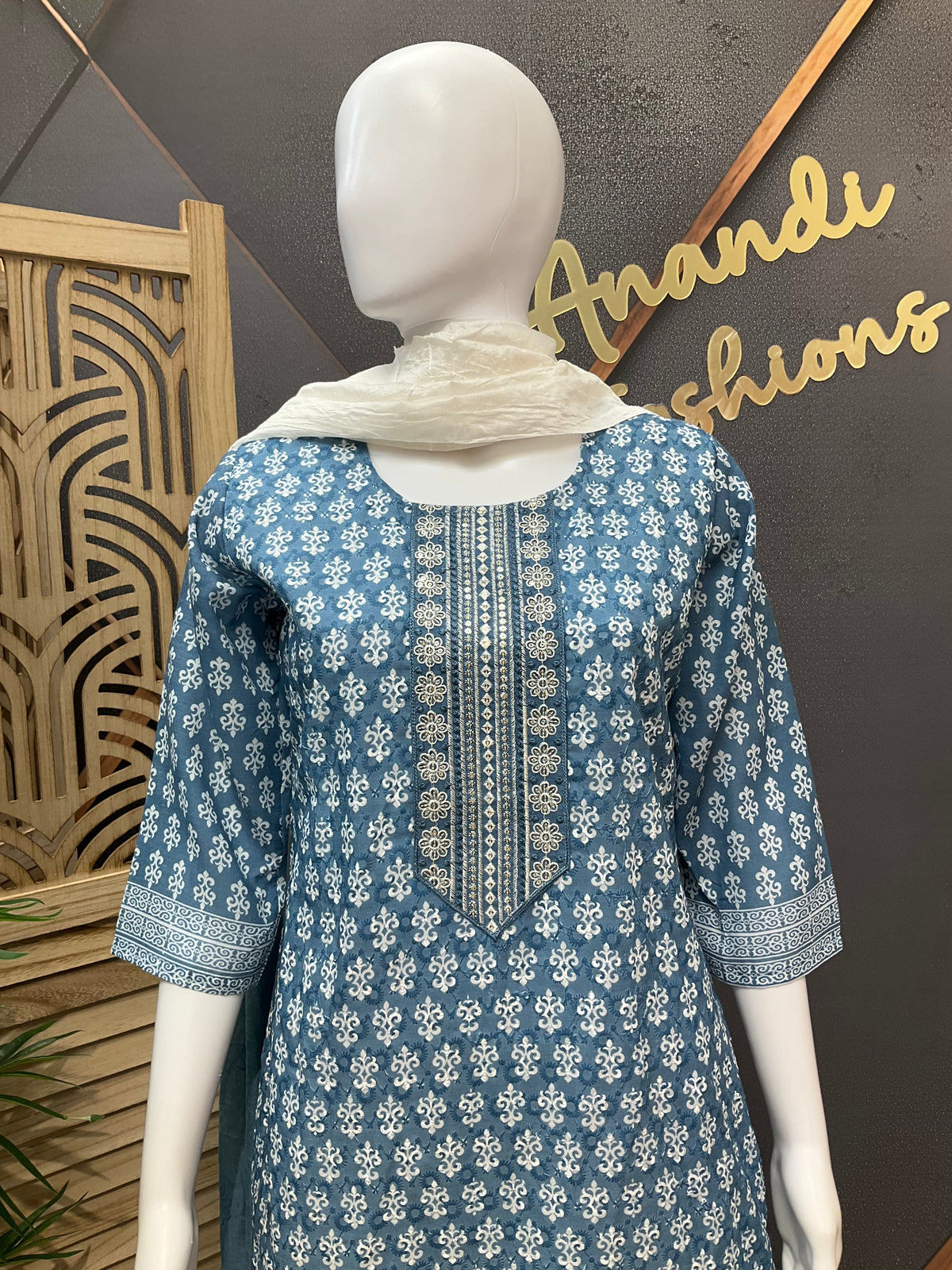 Blue - Cotton Chikankari Kurti sets