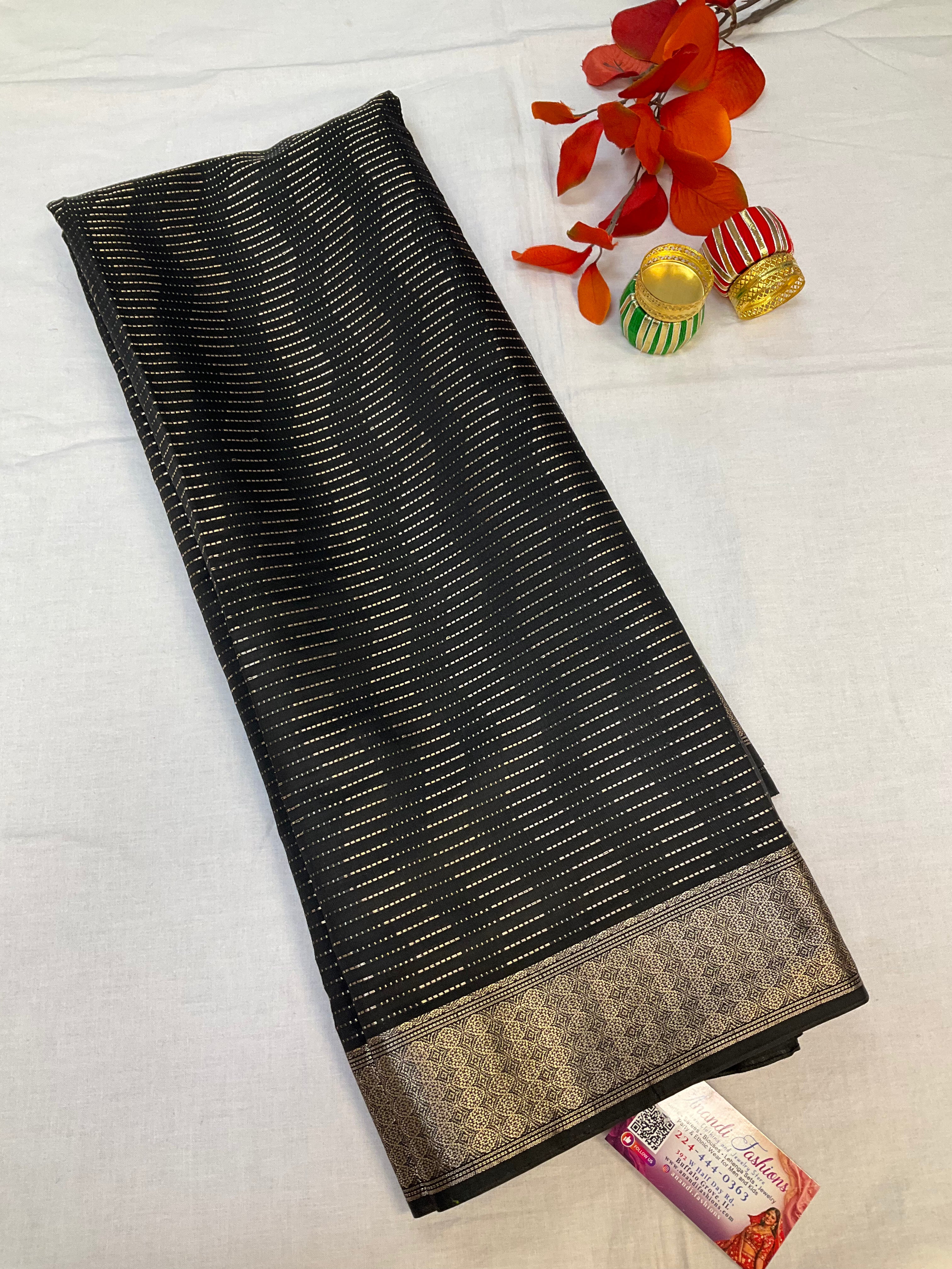 Black Cotton Silk saree
