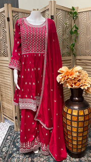 Pink Sharara Silk Suit with Embroidery work 42/US M