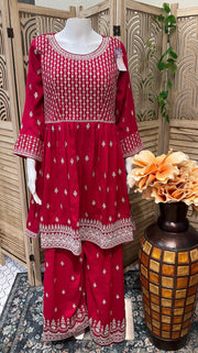 Pink Sharara Silk Suit with Embroidery work 42/US M