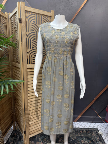 Indian Kurti - Grey Kurti with print-Size 42
