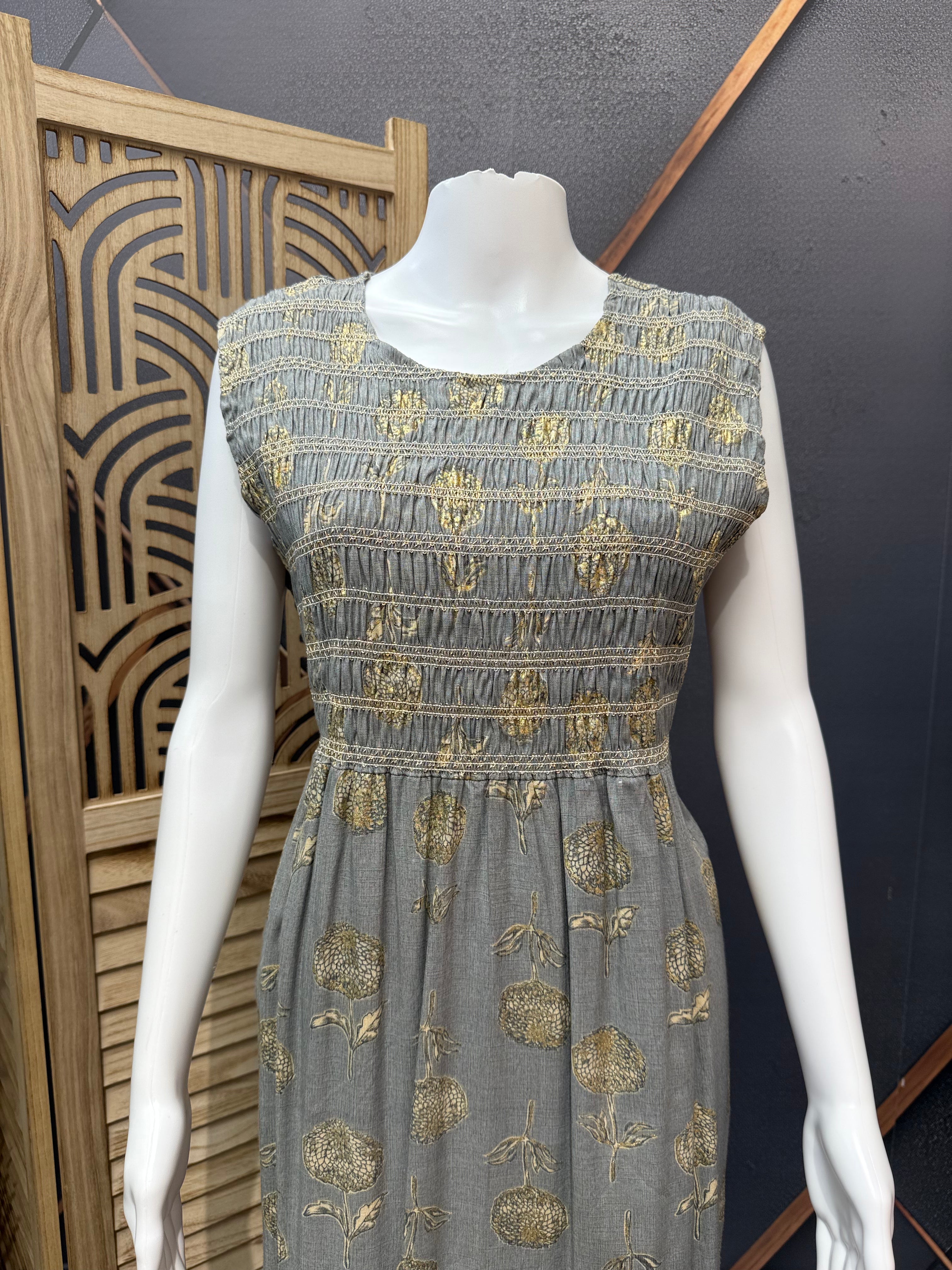 Indian Kurti - Grey Kurti with print-Size 42