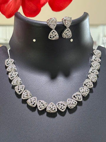 Stylish - Silver Finish Necklace set
