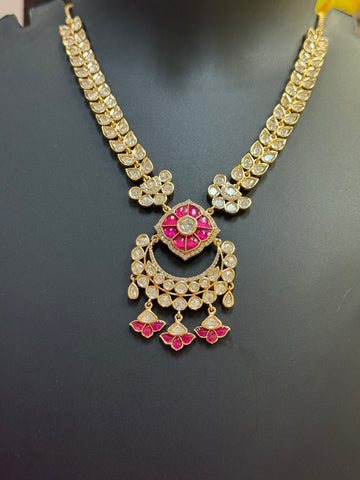 Beautiful Kundan Necklace set - Pink
