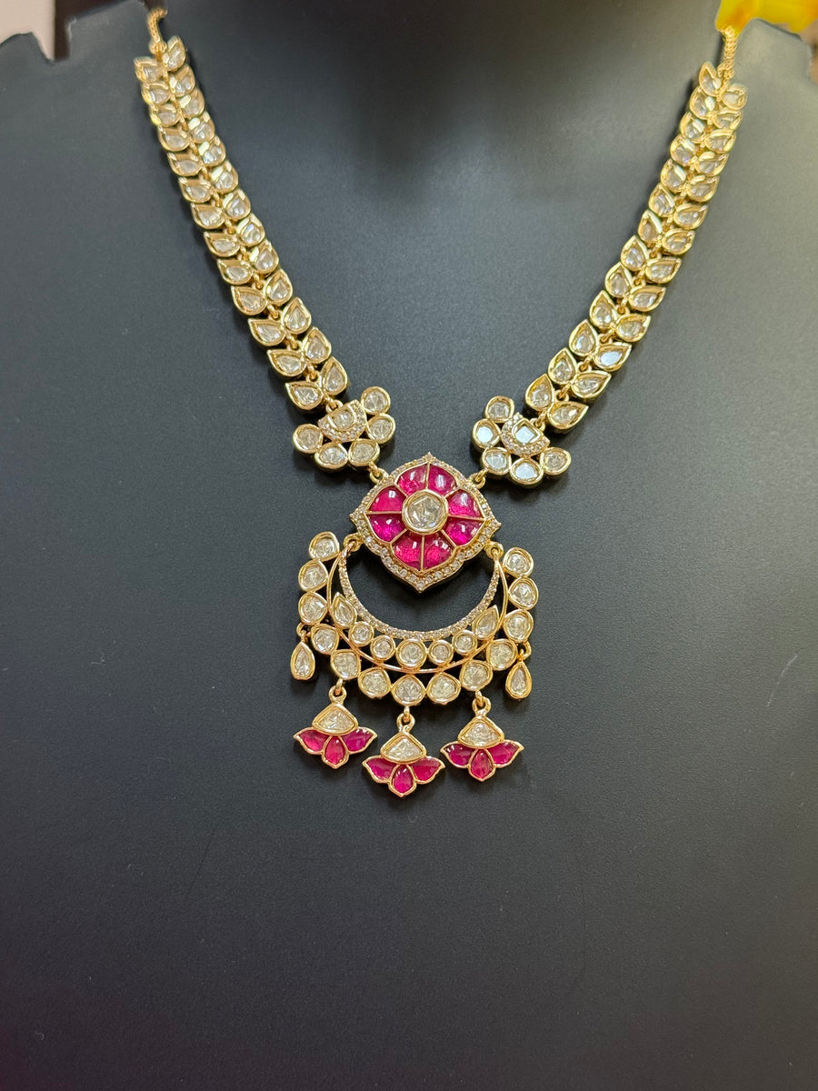 Pink Kundan Necklace Set