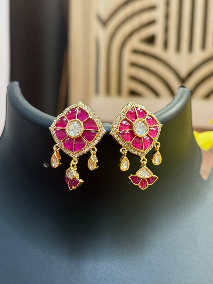 Pink Kundan Necklace Set