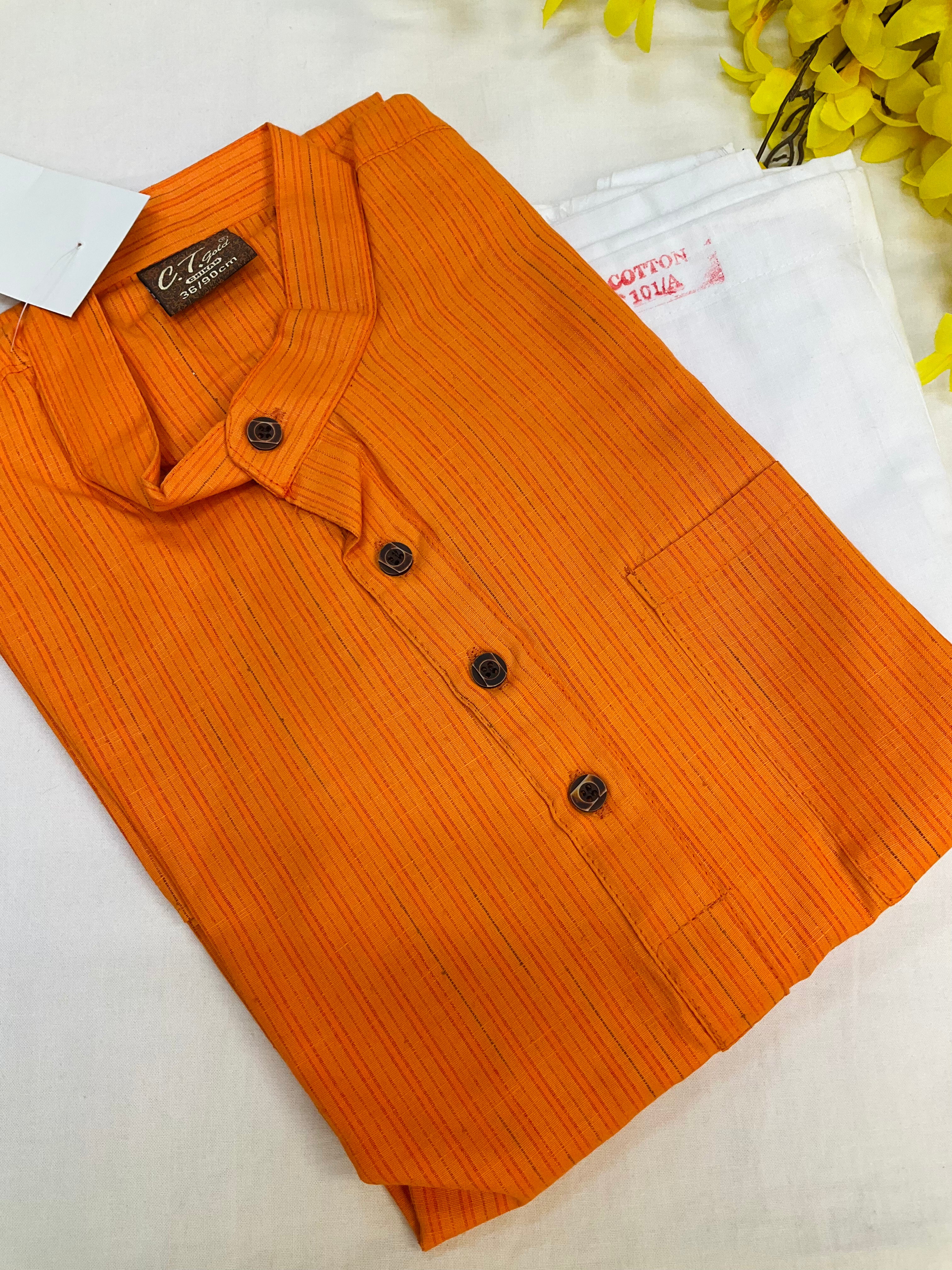Size 36-Men Kurta Pajama - Orange kurta Set for Men in Orange