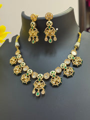 Kundan Necklace set with Emeralds