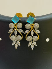 CZ Earrings with Blue Stone