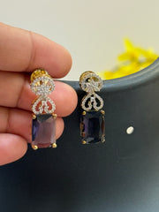 CZ Earrings with Purple Stone