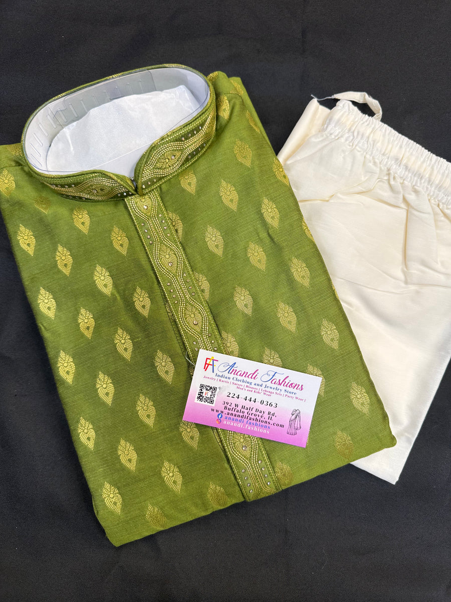 Premium Quality- Green Color Men’s Wear Kurta Pajama Set
