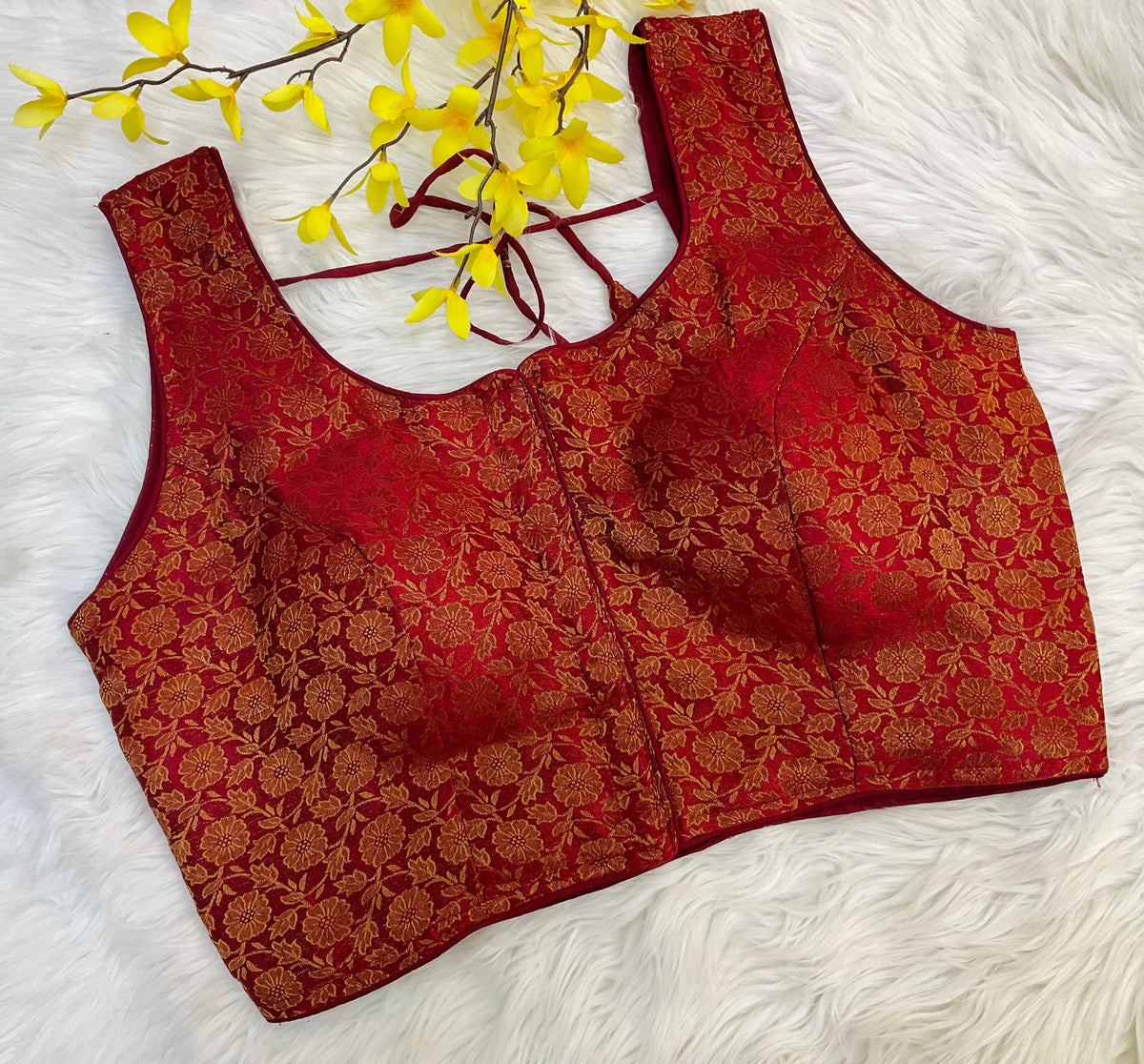 Size 42-Maroon Brocade Blouse