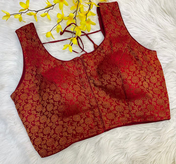 Size 42-Maroon Brocade Blouse