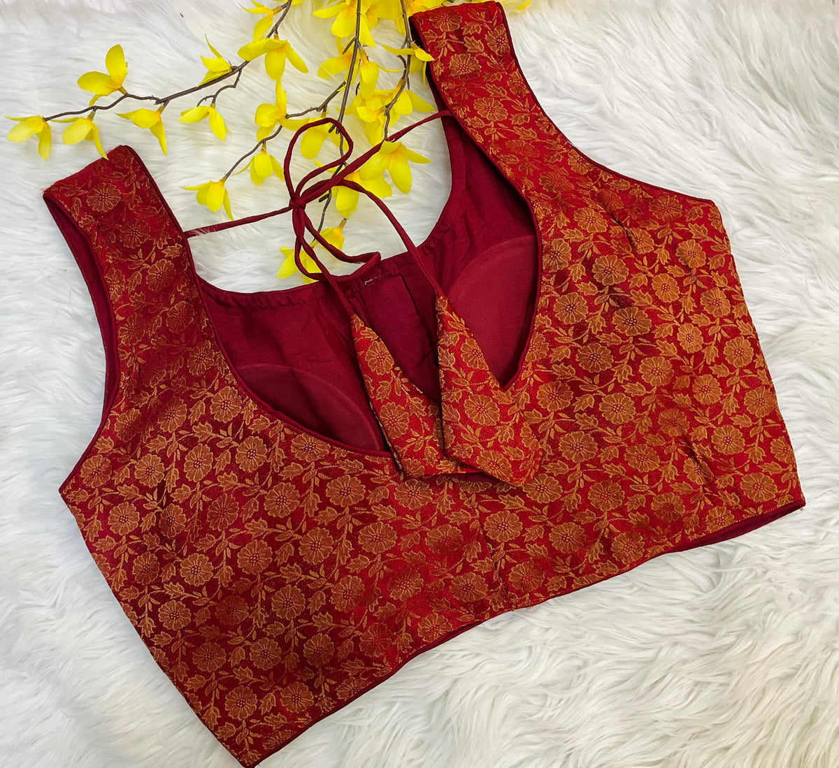 Size 42-Maroon Brocade Blouse