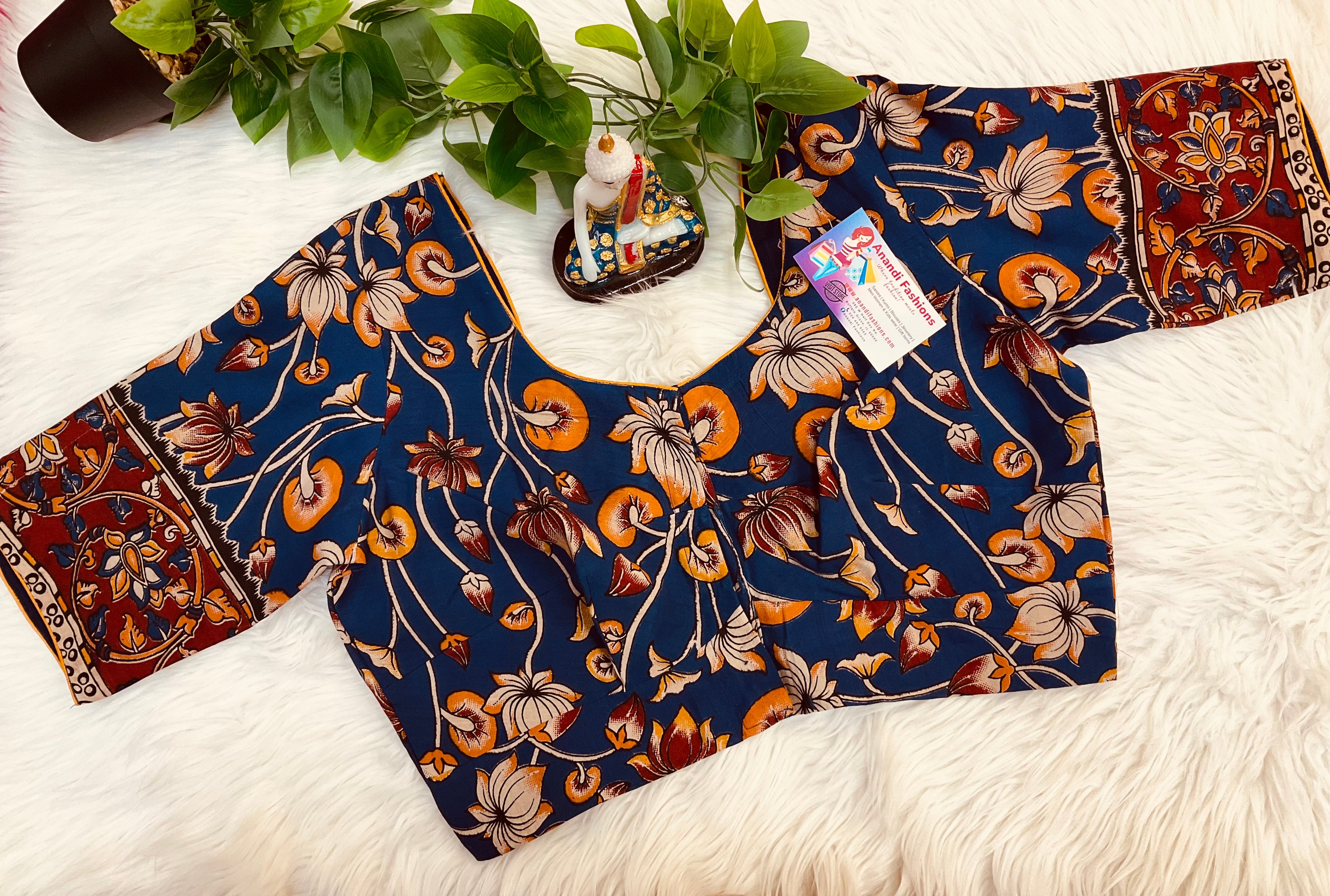 Size 40- Blue Kalamkari Blouse
