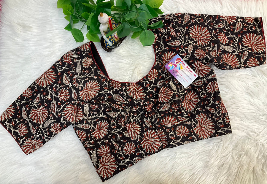 Black Cotton Kalamkari Blouse