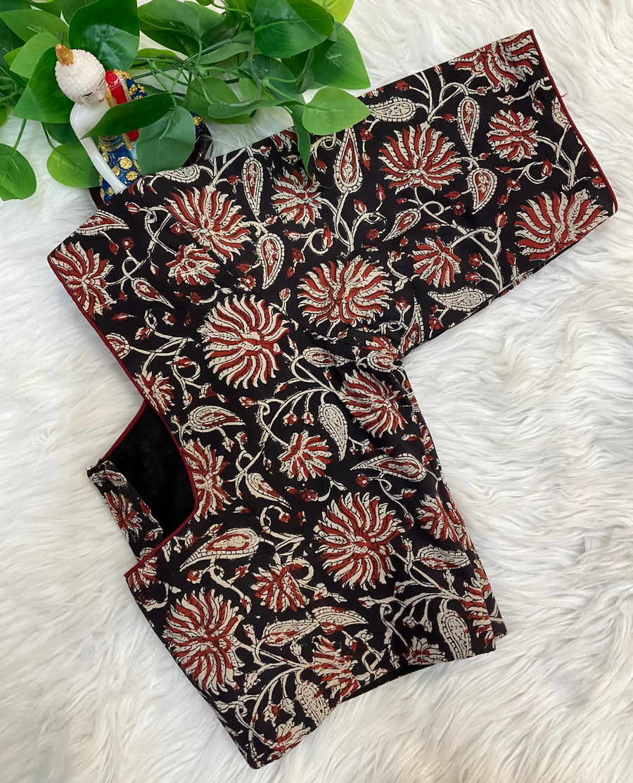Black Cotton Kalamkari Blouse