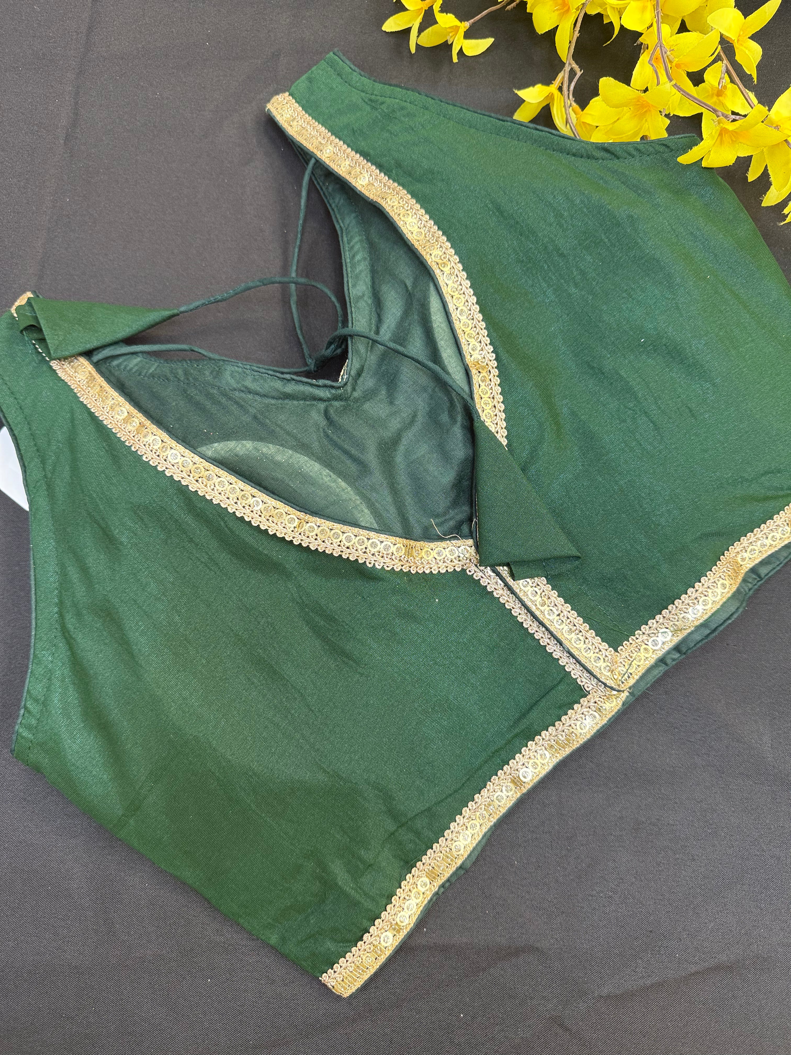 Plain Blouses with Gold Border- Size 38