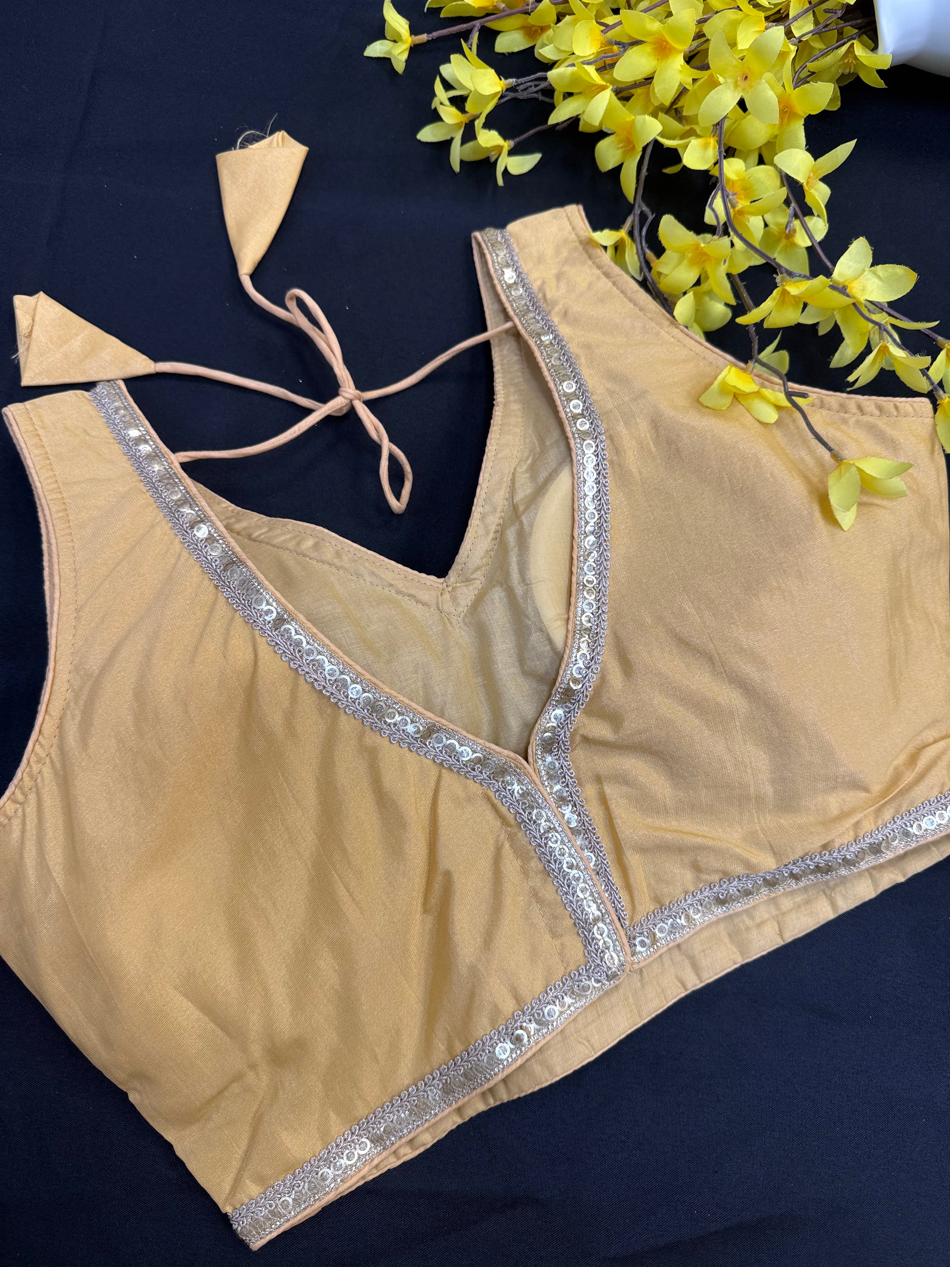 Plain Blouses with Gold Border- Size 38