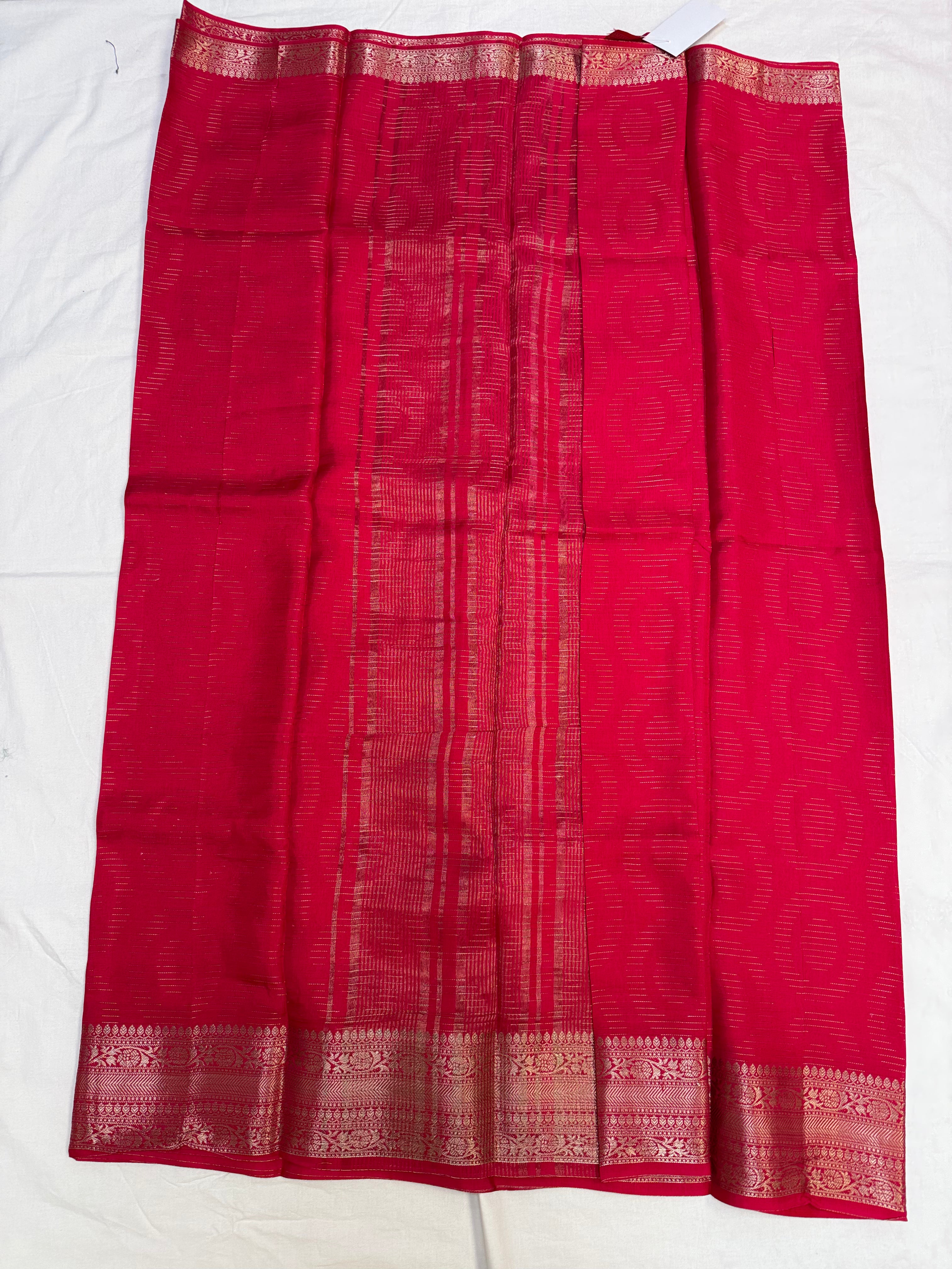 Pink Fancy Chiniya Silk saree with Green Blouse material