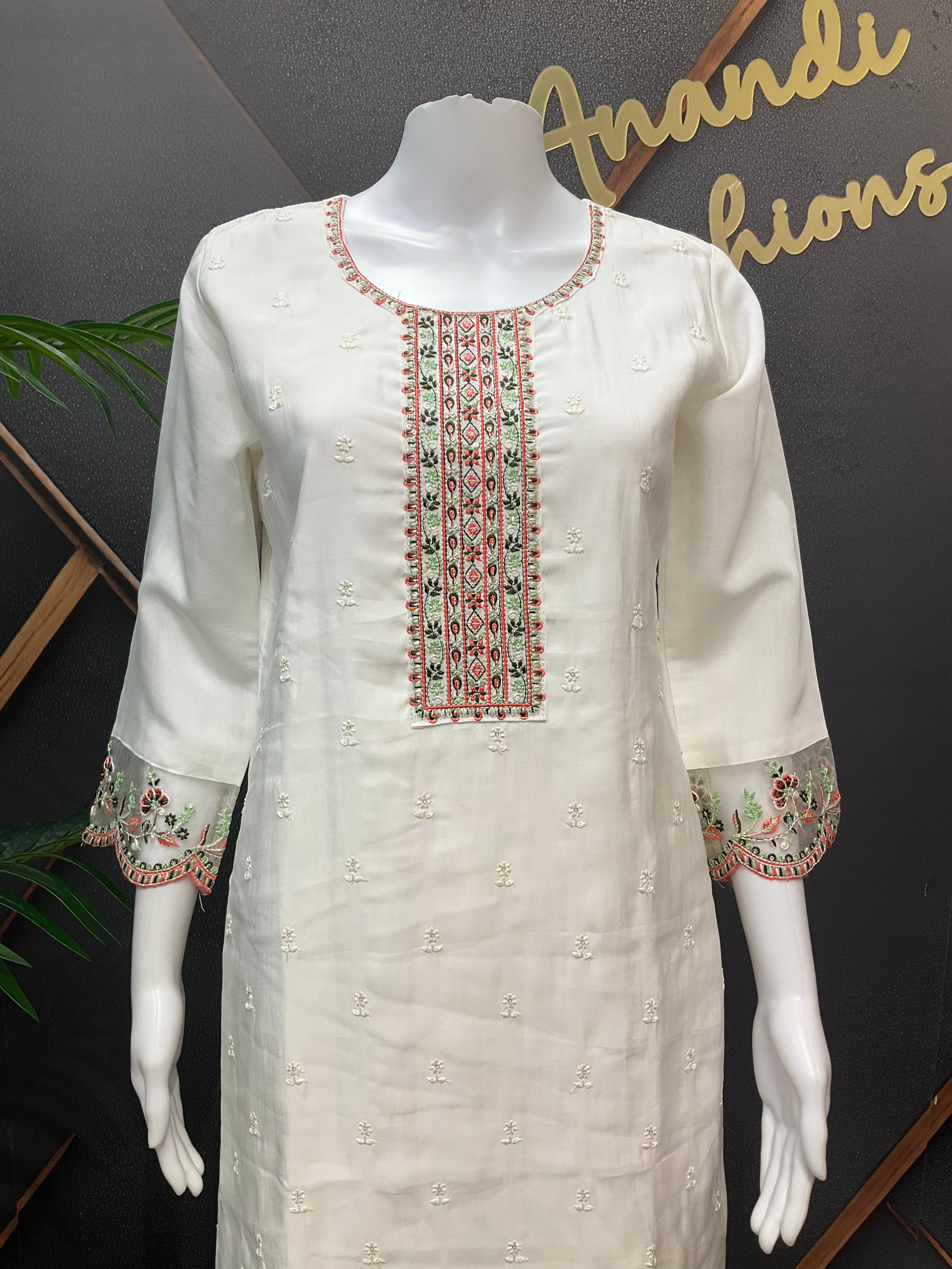 White Party Wear Kurti set