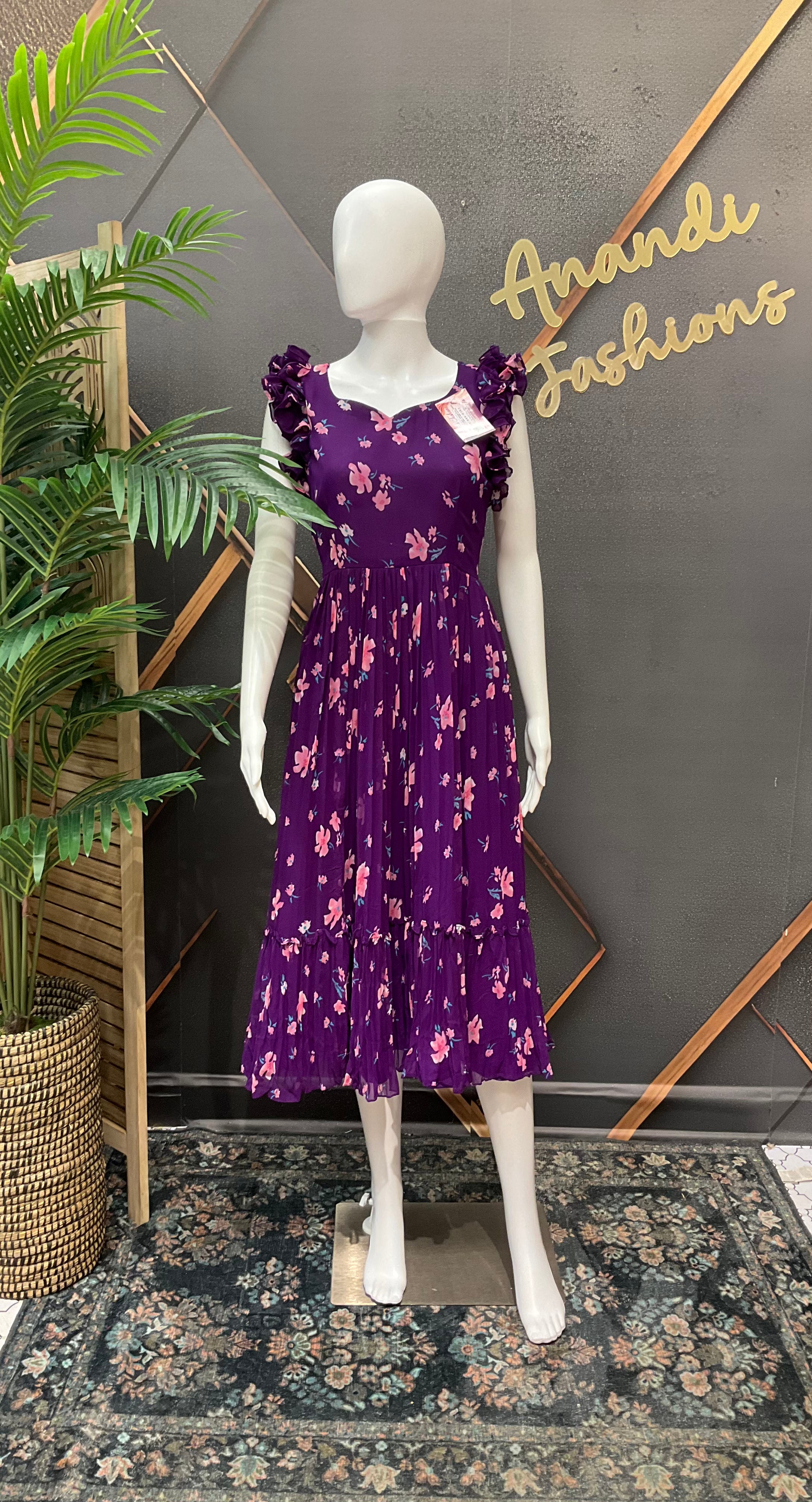 Purple Designer Gown - Elegant Indian Anarkali Ethnic Frock