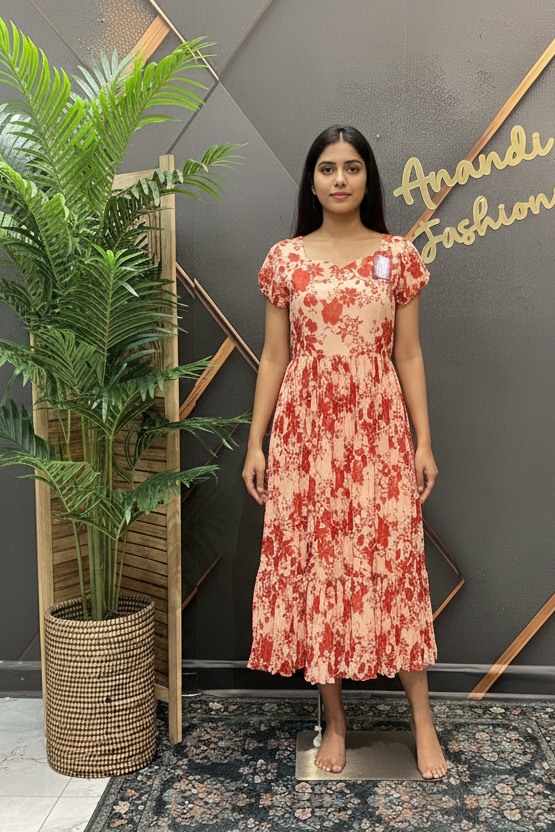 Orange Designer Gown - Elegant Indian Anarkali Ethnic Frock