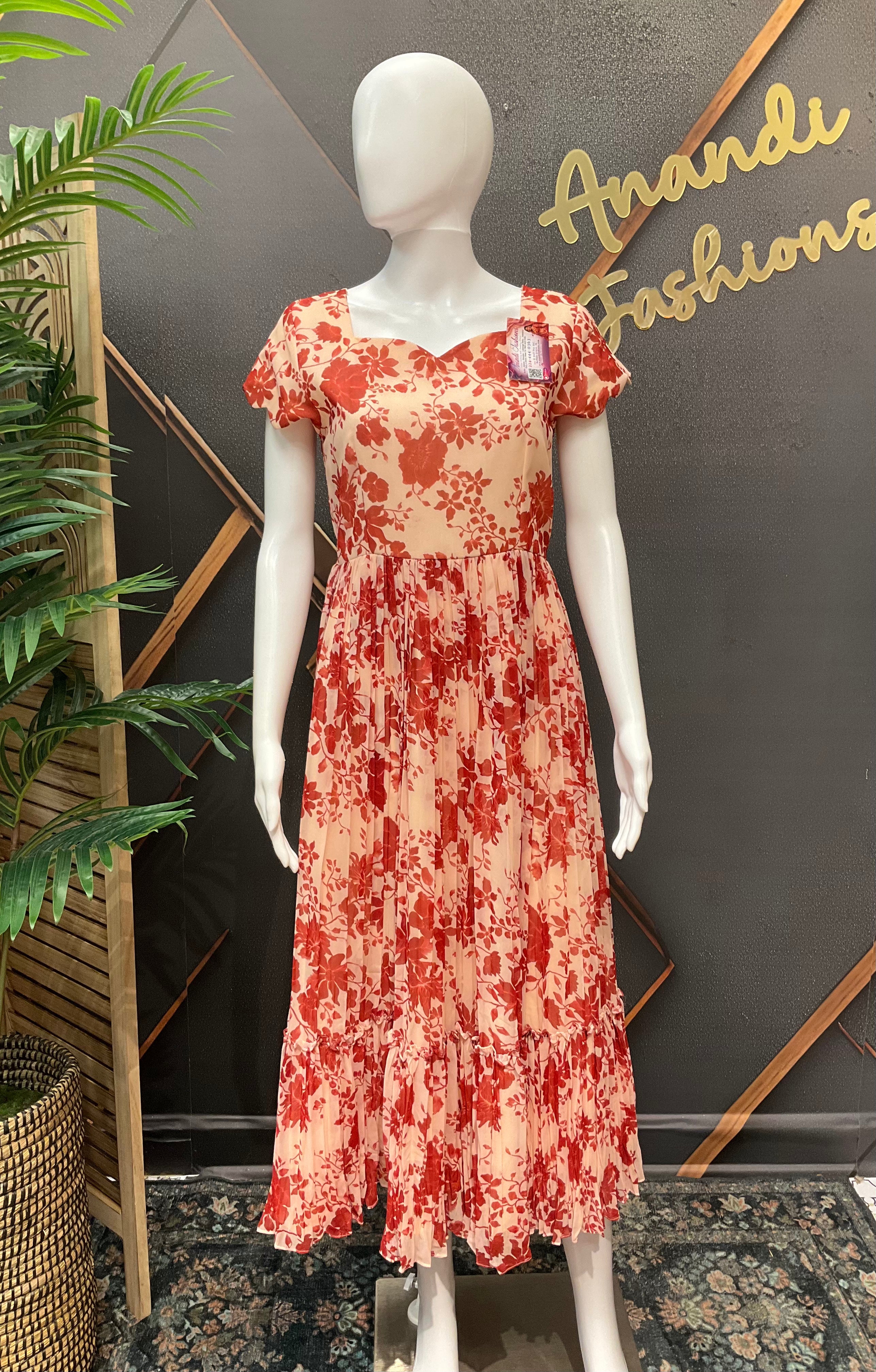 Orange Designer Gown - Elegant Indian Anarkali Ethnic Frock