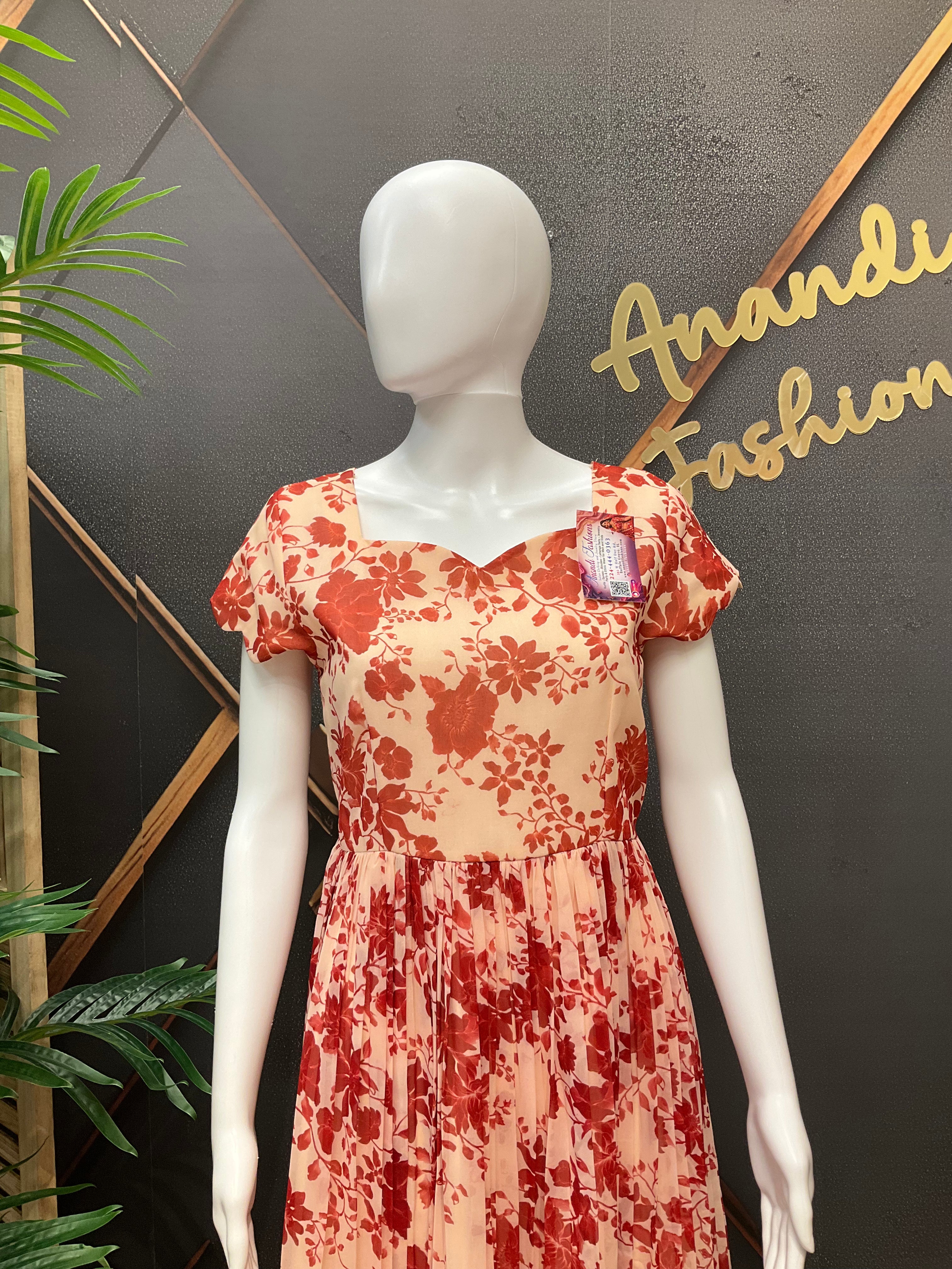 Orange Designer Gown - Elegant Indian Anarkali Ethnic Frock