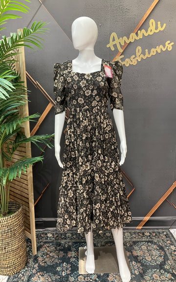 Black Designer Gown - Elegant Indian Anarkali Ethnic Frock- Size 38 to 44