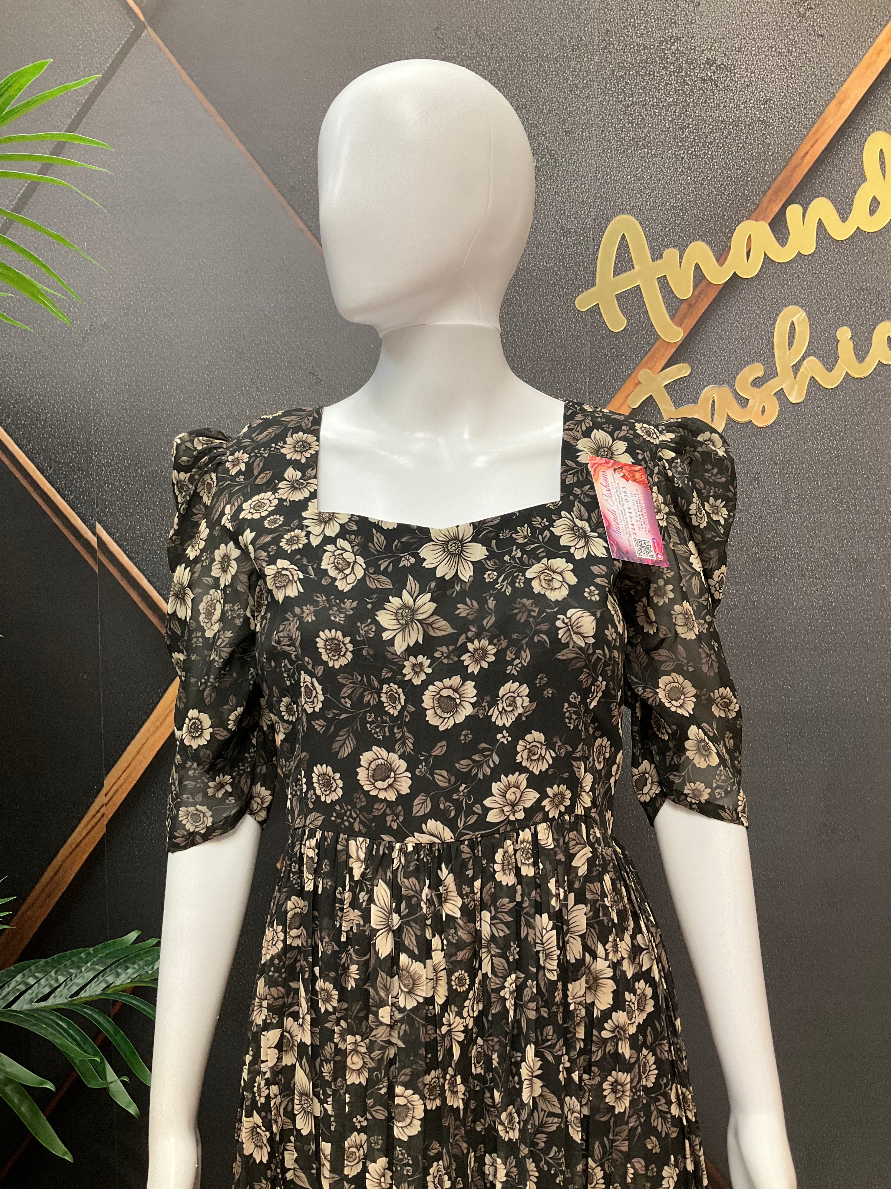 Black Designer Gown - Elegant Indian Anarkali Ethnic Frock