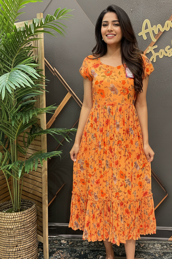 Yellow Designer Gown - Elegant Indian Anarkali Ethnic Frock