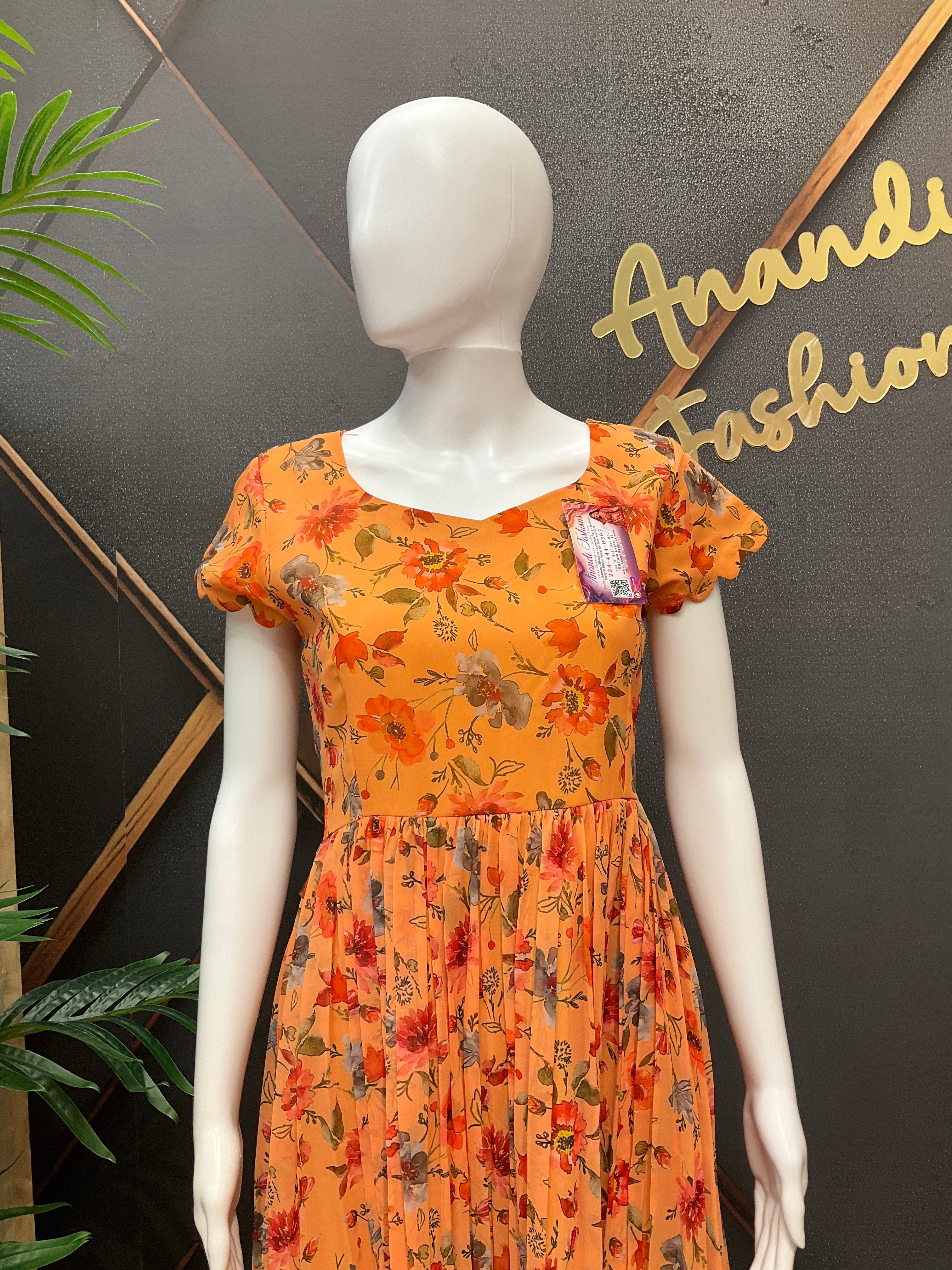 Yellow Designer Gown - Elegant Indian Anarkali Ethnic Frock