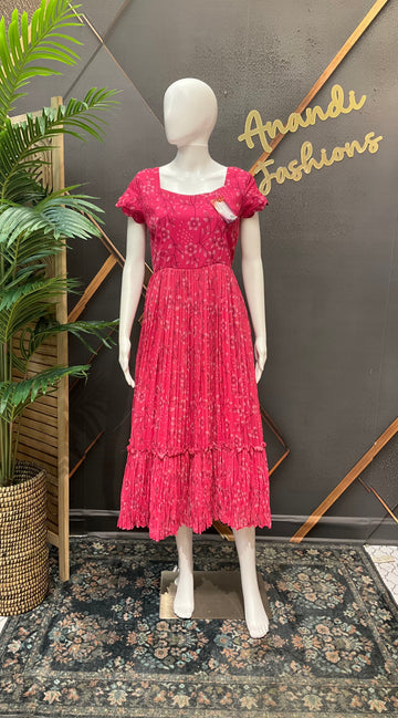 Pink Designer Gown - Elegant Indian Anarkali Ethnic Frock- fits upto Size 36 to 46