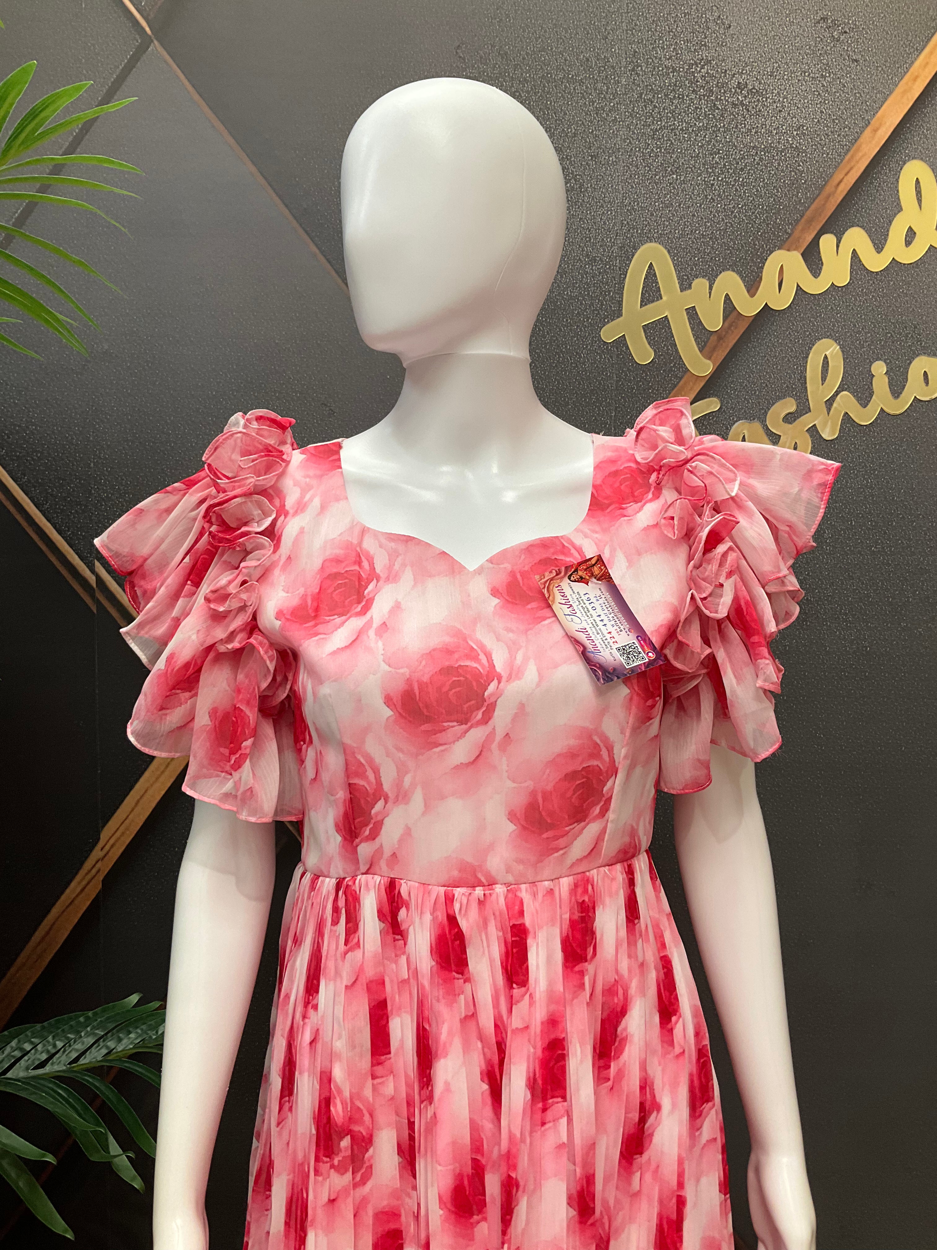 Pink Designer Gown - Elegant Indian Anarkali Ethnic Frock