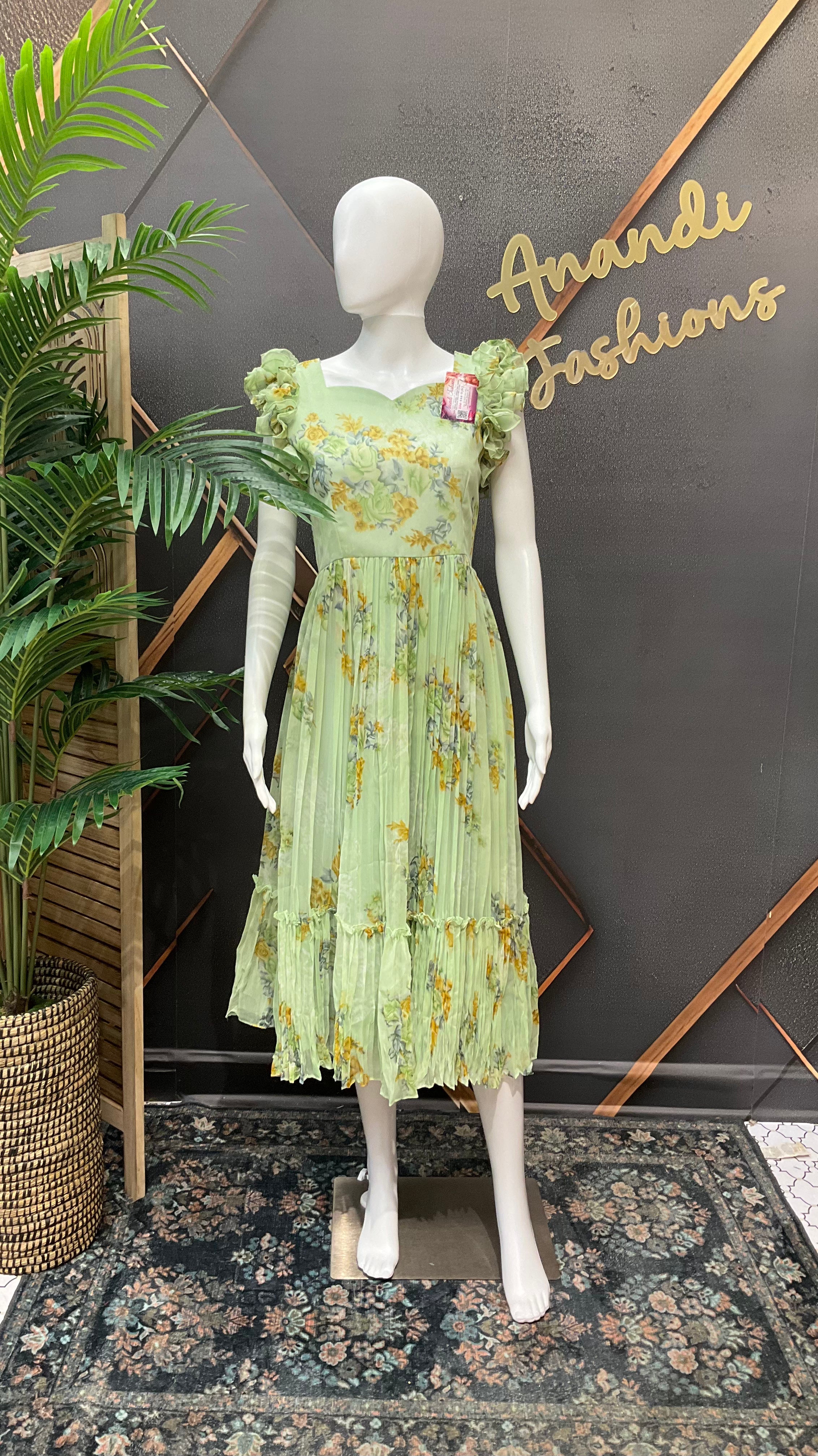 Green Designer Gown - Luxury Indian Anarkali Ethnic Frock