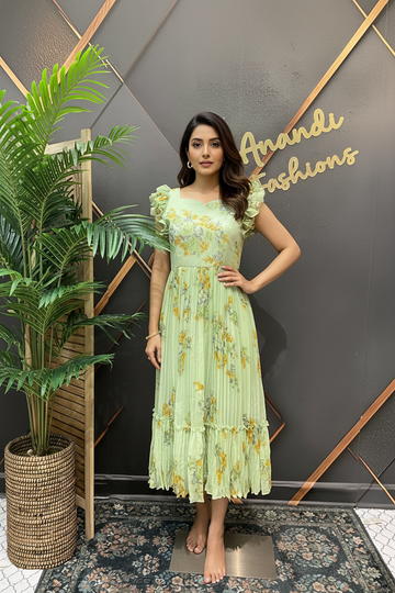 Green Designer Gown - Luxury Indian Anarkali Ethnic Frock