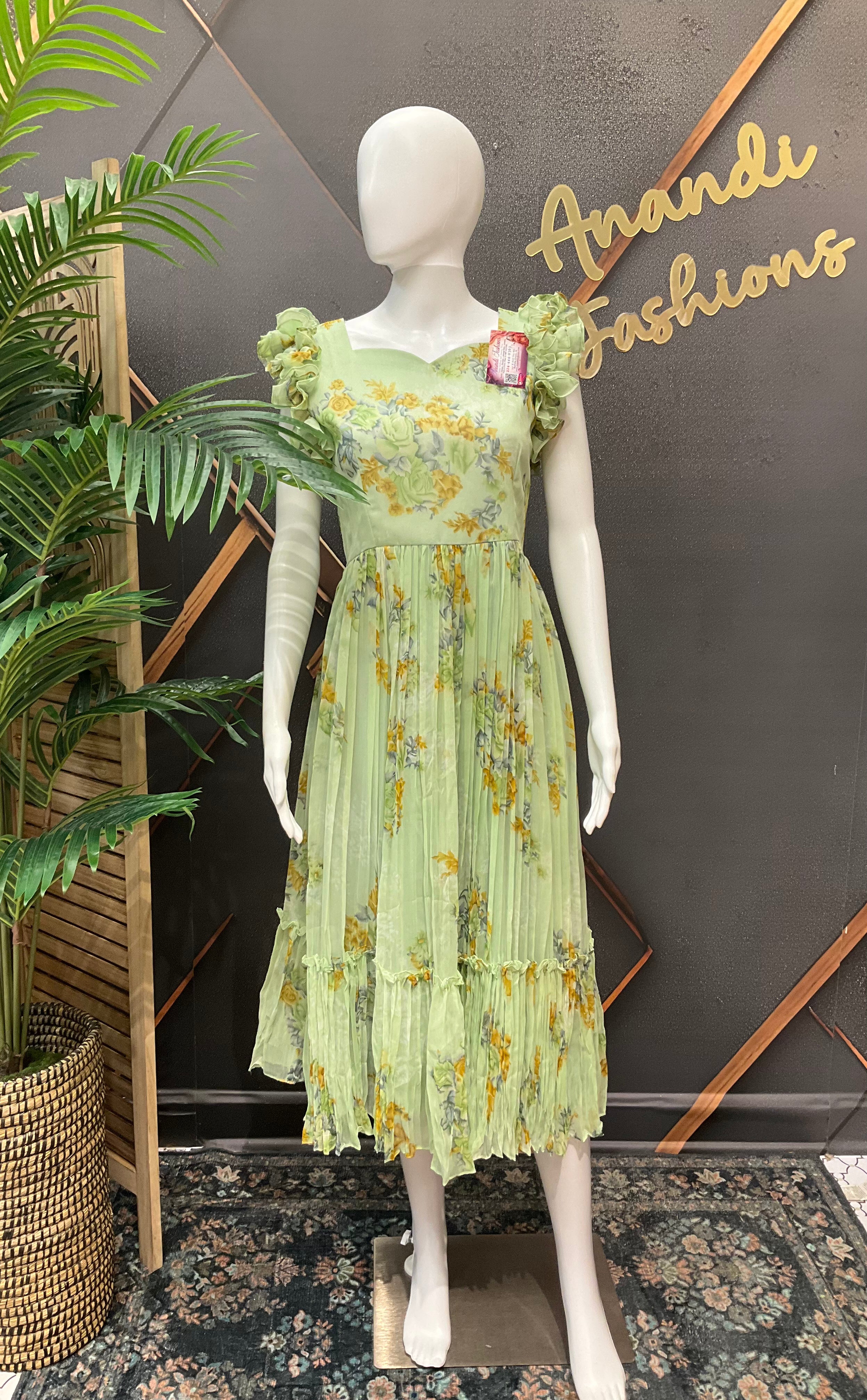 Green Designer Gown - Luxury Indian Anarkali Ethnic Frock