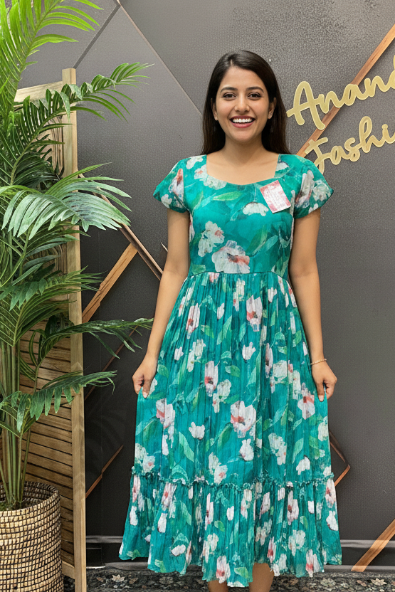 Green Designer Anarkali Gown - Designer Indian Ethnic Frock