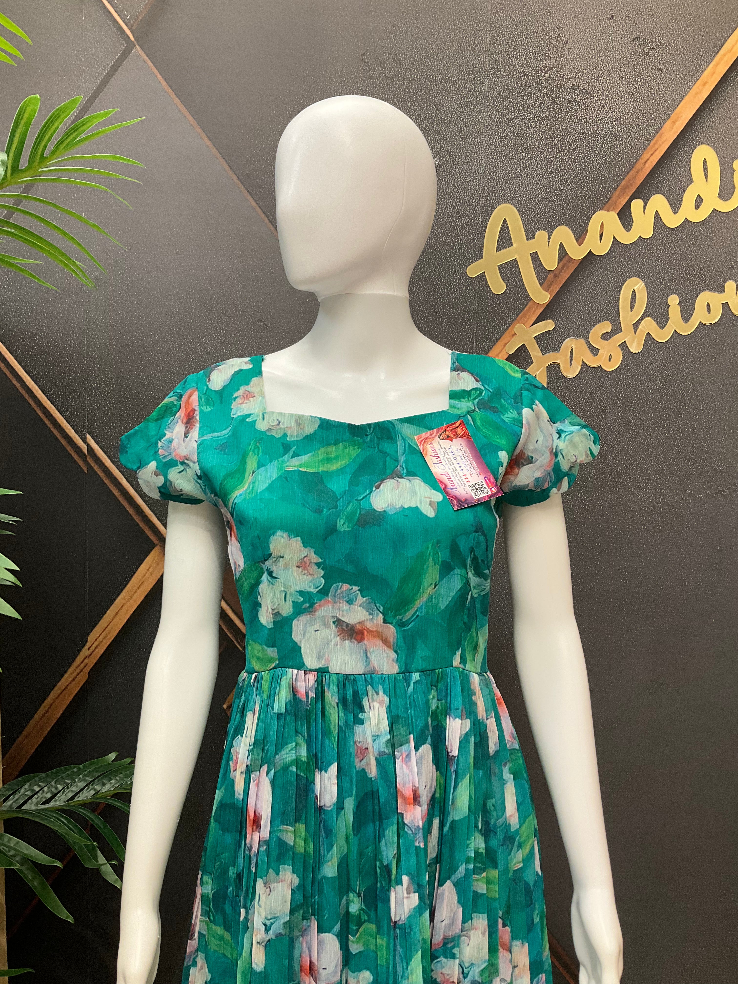 Green Designer Anarkali Gown - Designer Indian Ethnic Frock