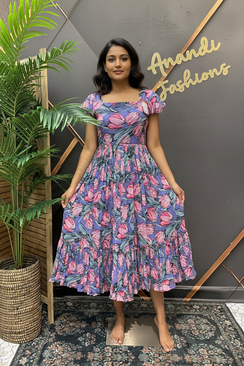 Violet Designer Gown - Elegant Indian Anarkali Ethnic Frock