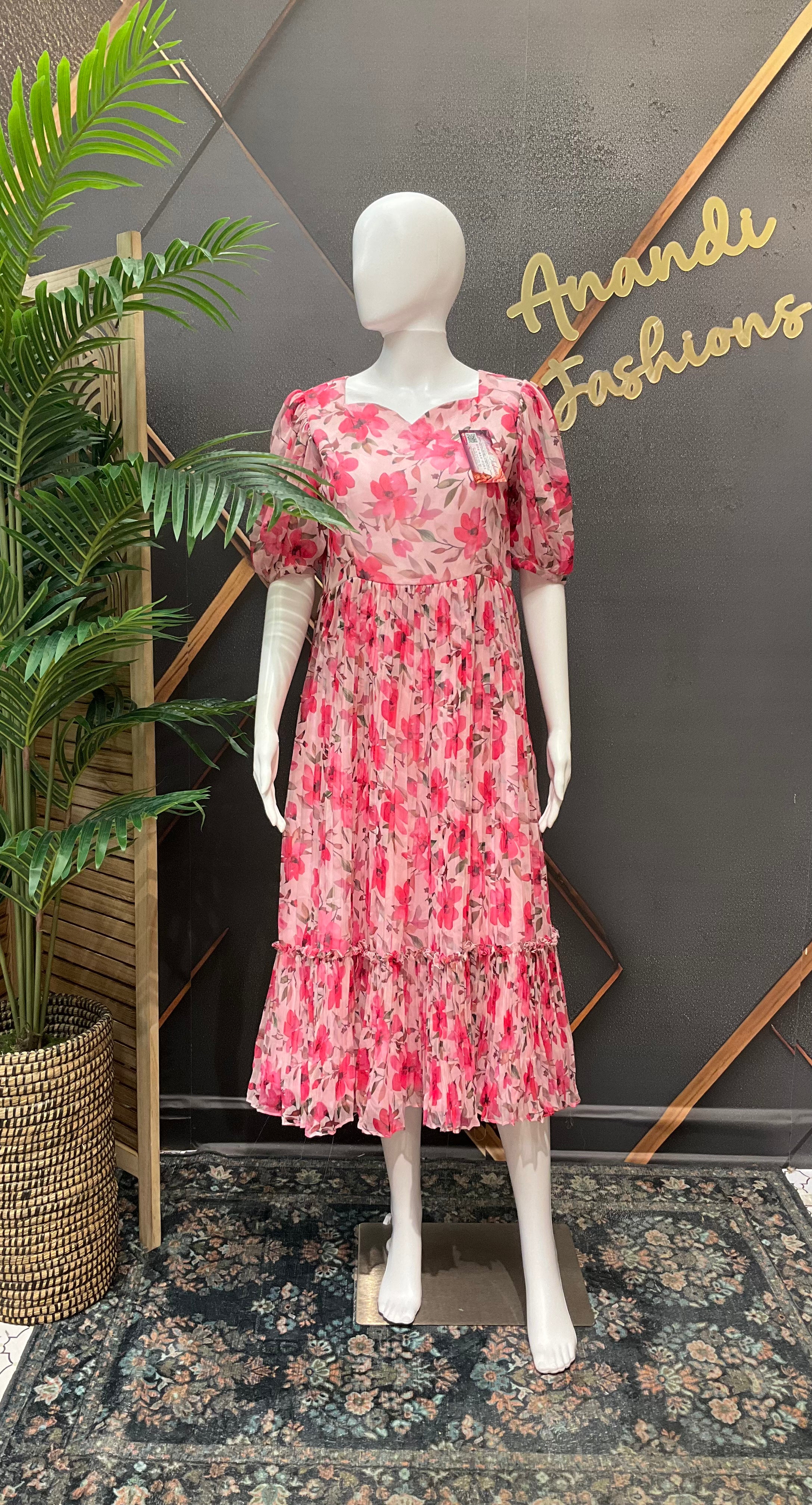 Pink Designer Gown - Elegant Indian Anarkali Ethnic Frock