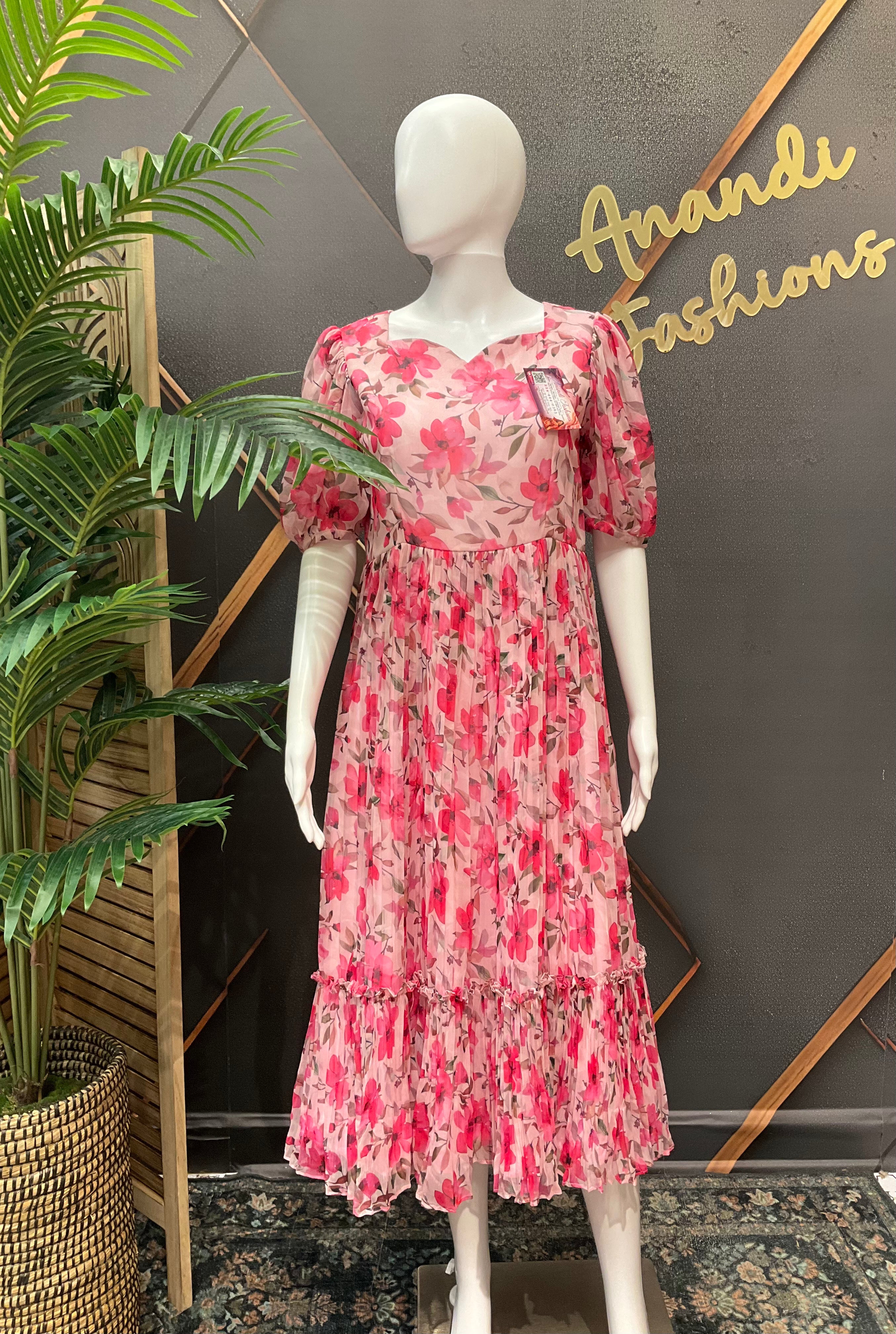 Pink Designer Gown - Elegant Indian Anarkali Ethnic Frock