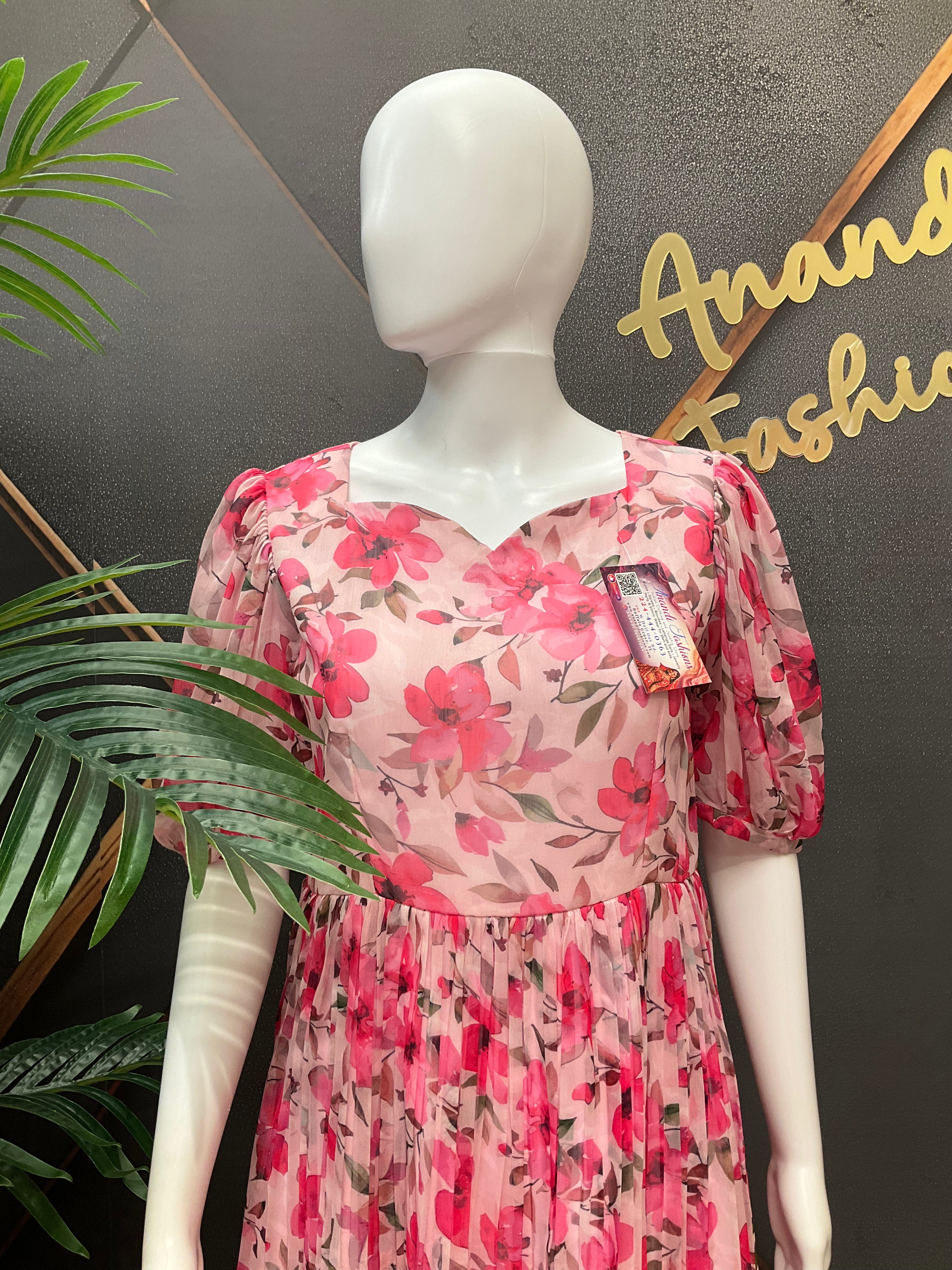 Pink Designer Gown - Elegant Indian Anarkali Ethnic Frock