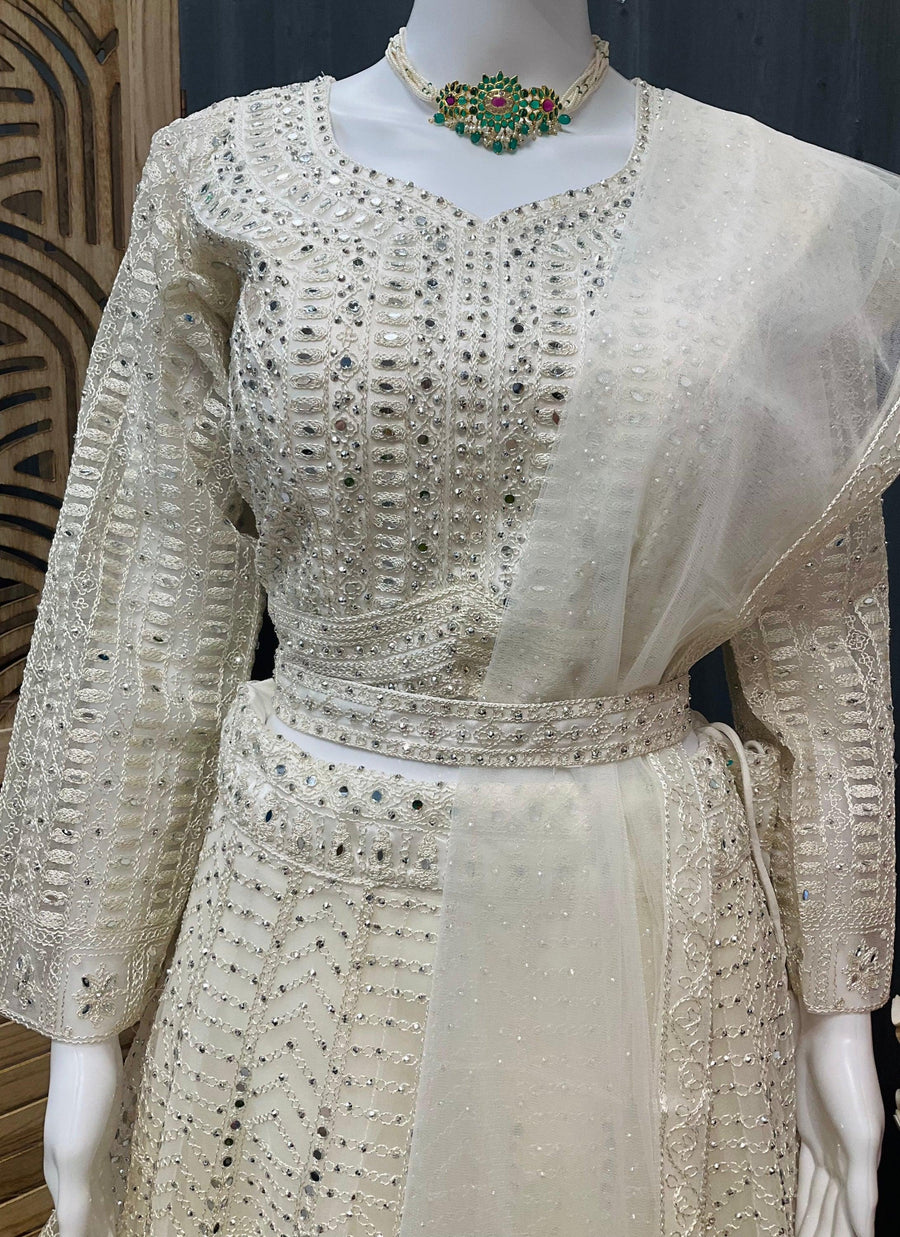 Half White Tissue Lehenga Set - Party & Wedding Wear