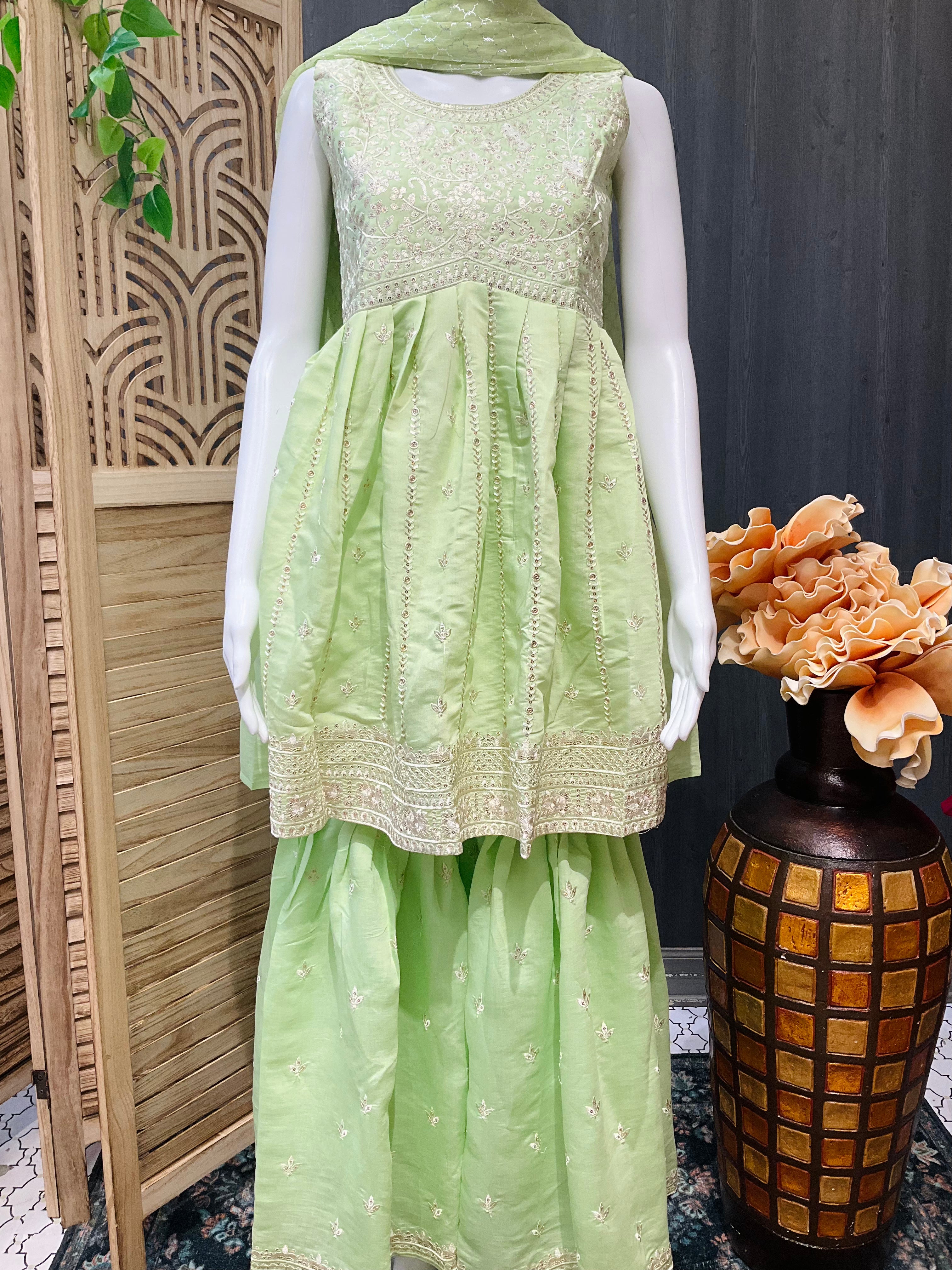 Pastel Green -Teen Girls Sharara set