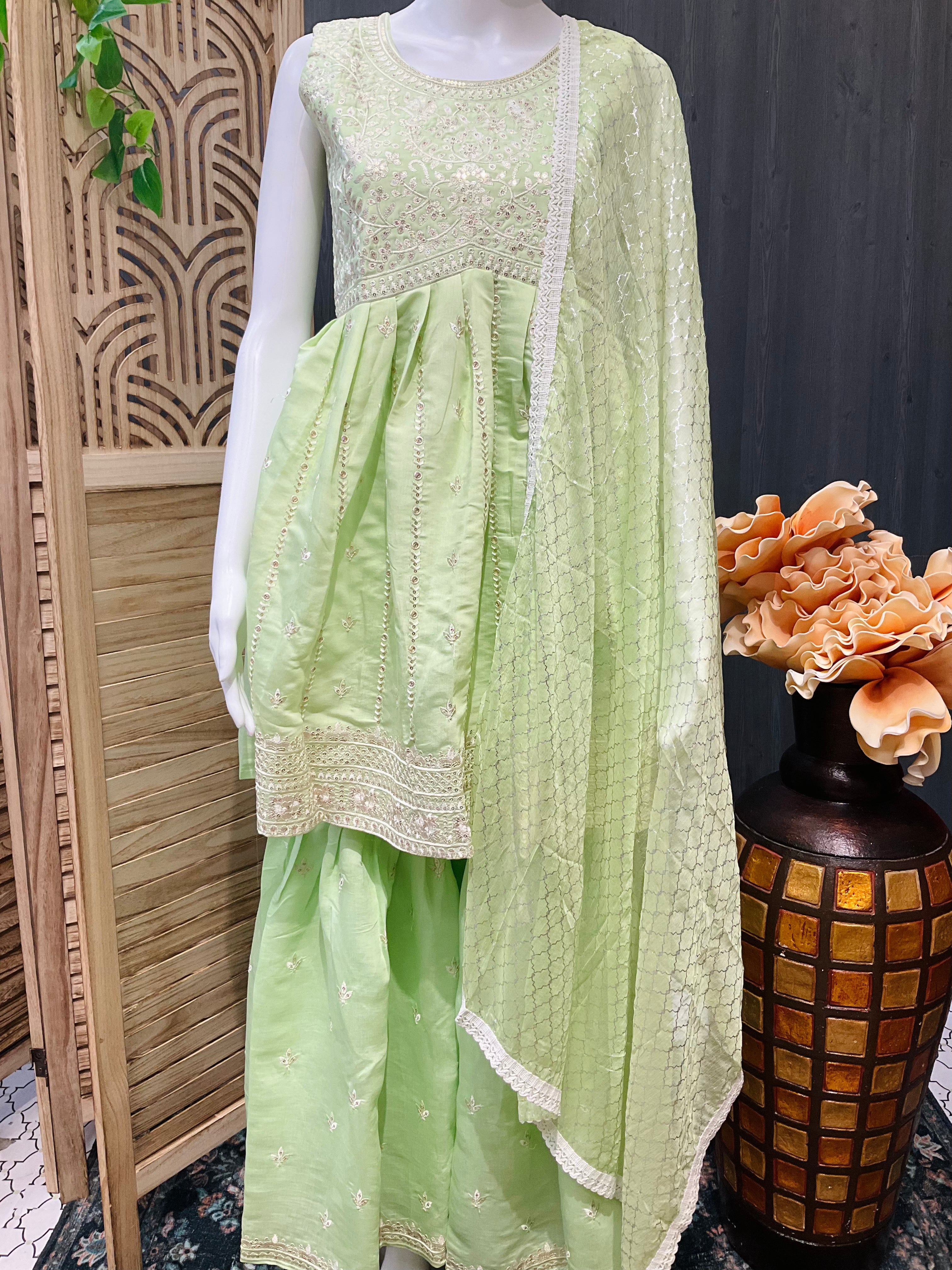 Pastel Green -Teen Girls Sharara set